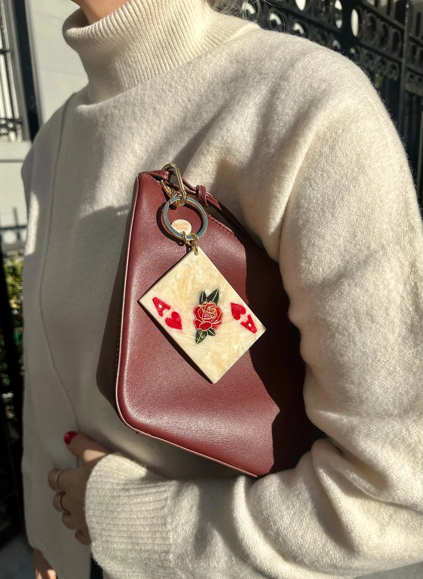 Hand-Painted Ace of Hearts Bag Charm + Keychain | Eco-Friendly - Image 9