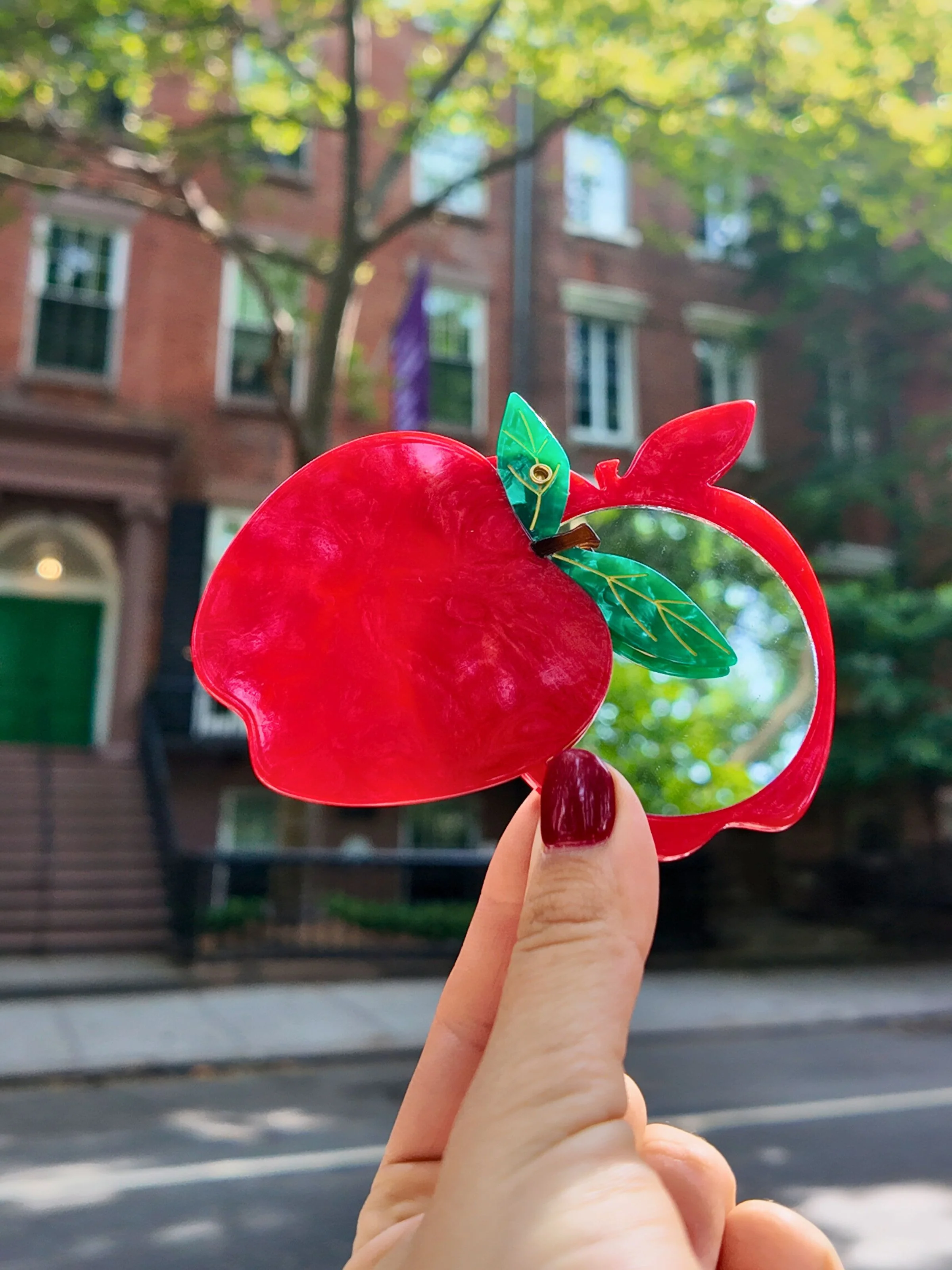 Hand-painted Apple Compact Mirror | Eco-Friendly - Image 2