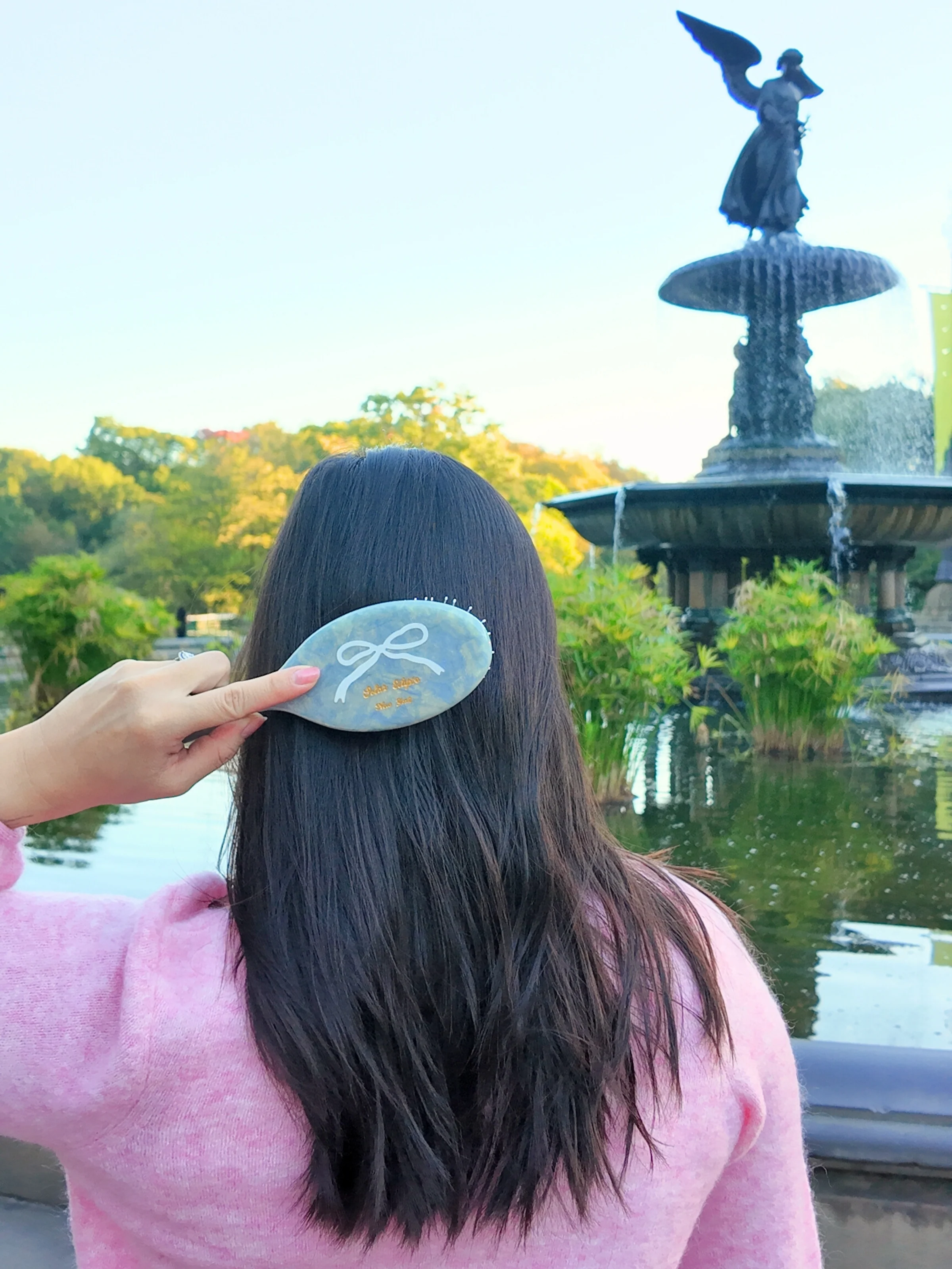 Hand-painted Baby Blue Bow Amazing Hair Day Brush | Eco-Friendly - Image 6