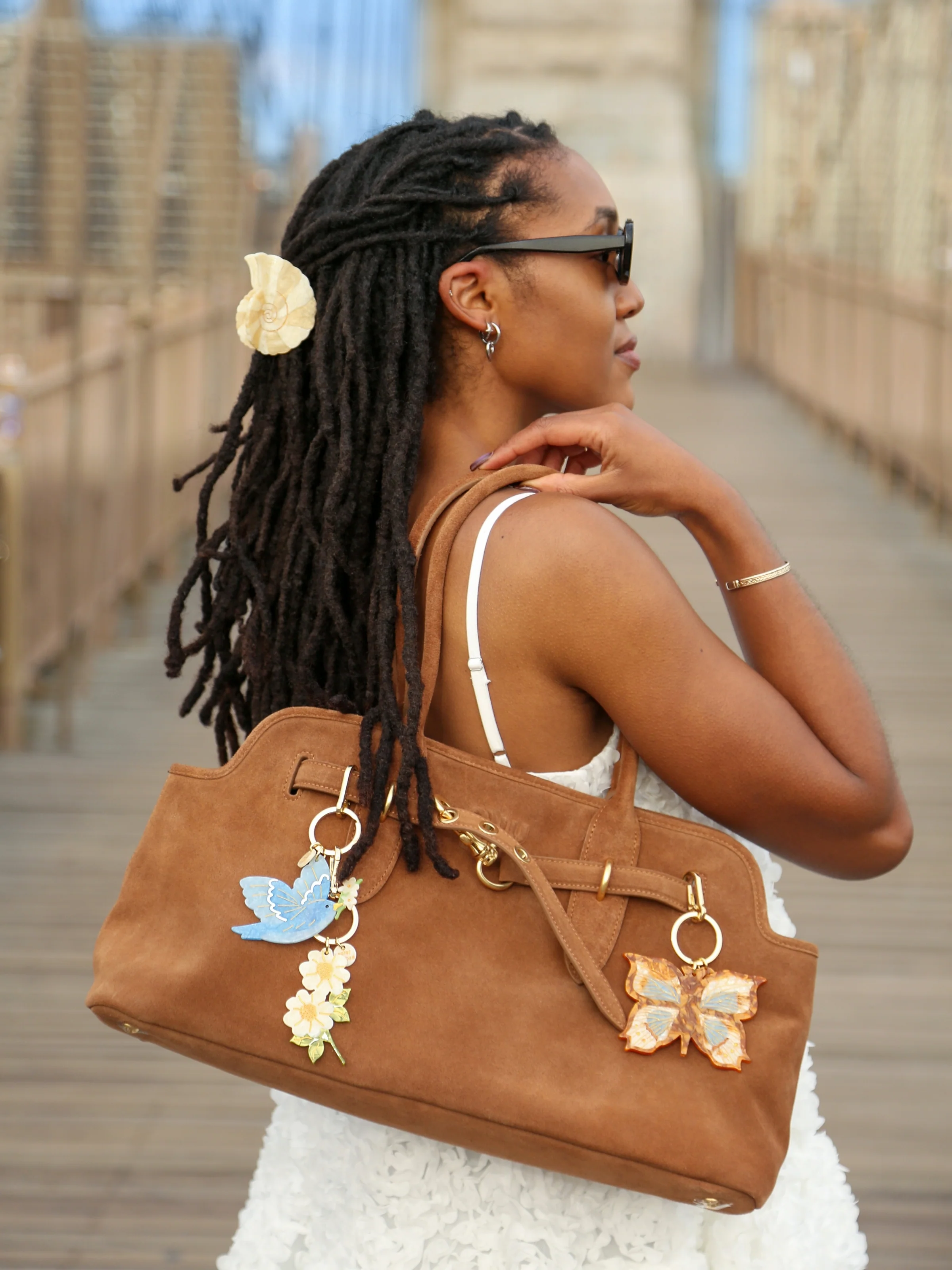 Hand-painted Bluebird Bag Charm + Keychain | Eco-Friendly - Image 2