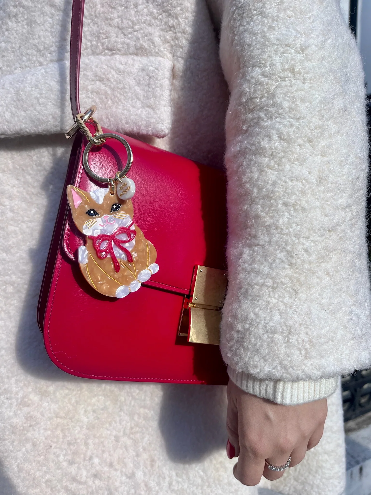 Hand-painted Kitten Bag Charm + Keychain | Eco-Friendly - Image 5