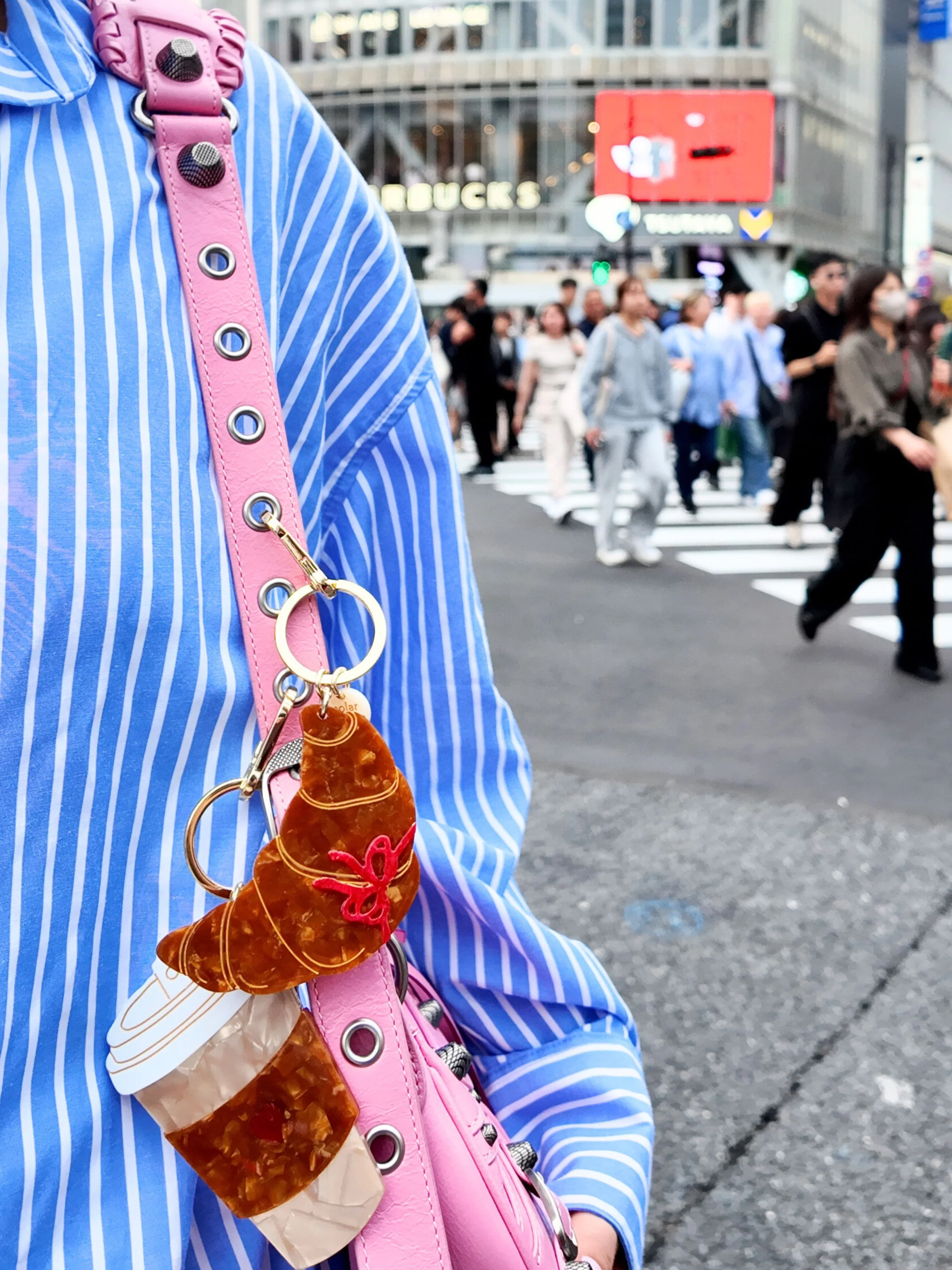 Hand-Painted Bow Croissant Bag Charm + Keychain | Eco-Friendly - Image 6