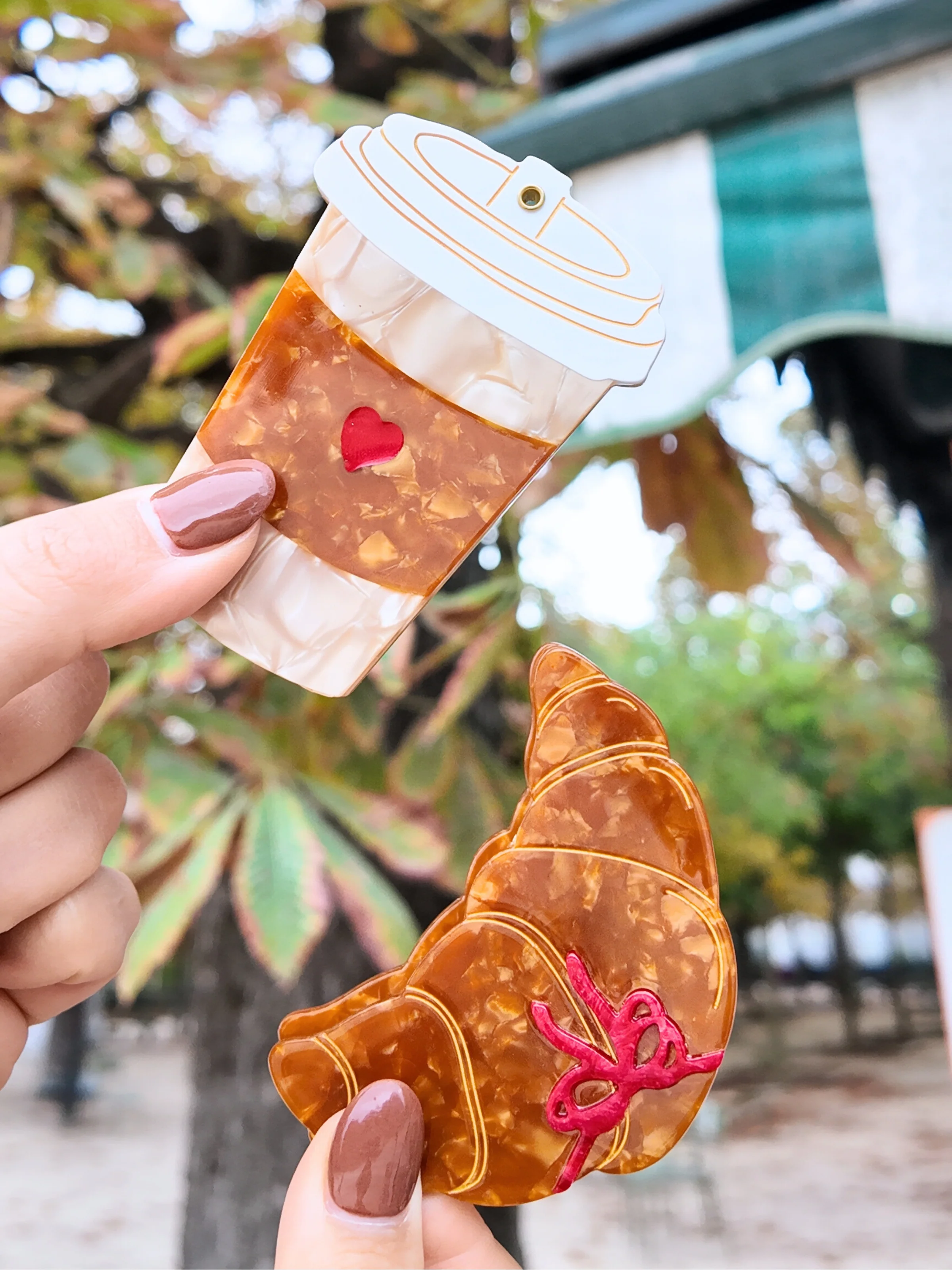 Hand-painted Bow Croissant Compact Mirror | Eco-Friendly - Image 7