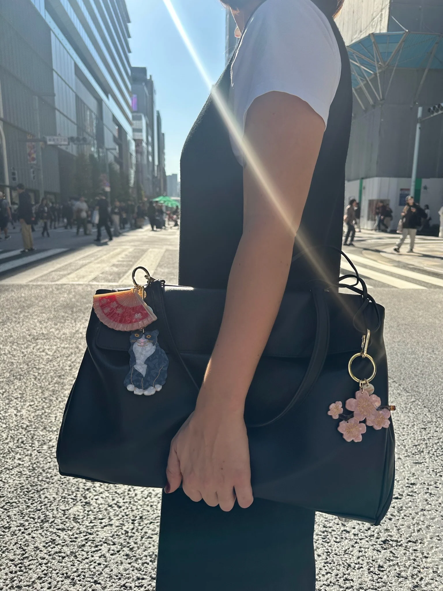 Hand-painted Tuxedo Cat Bag Charm + Keychain | Eco-Friendly - Image 3