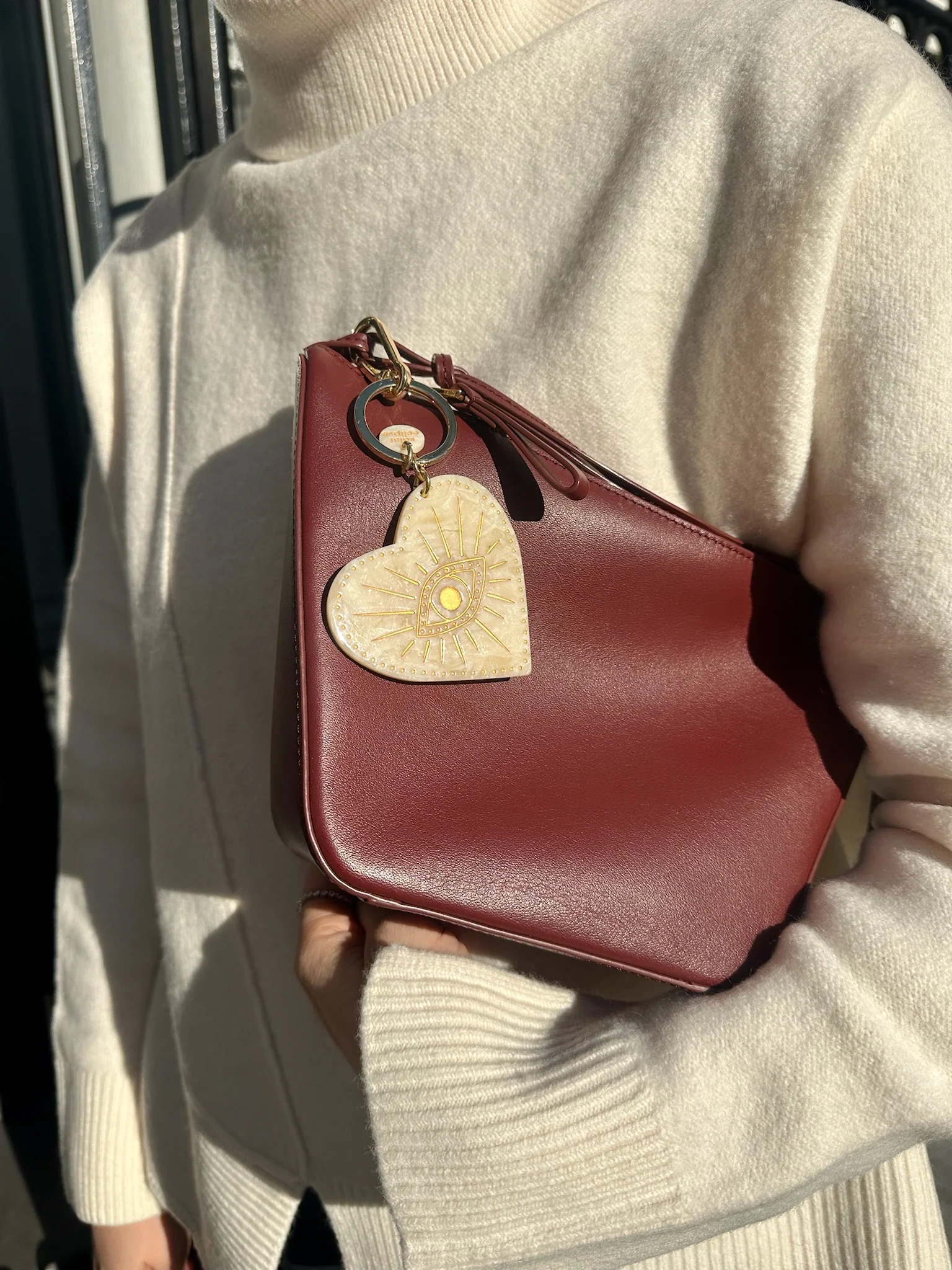 Hand-Painted Celestial Heart Bag Charm + Keychain | Eco-Friendly - Image 6