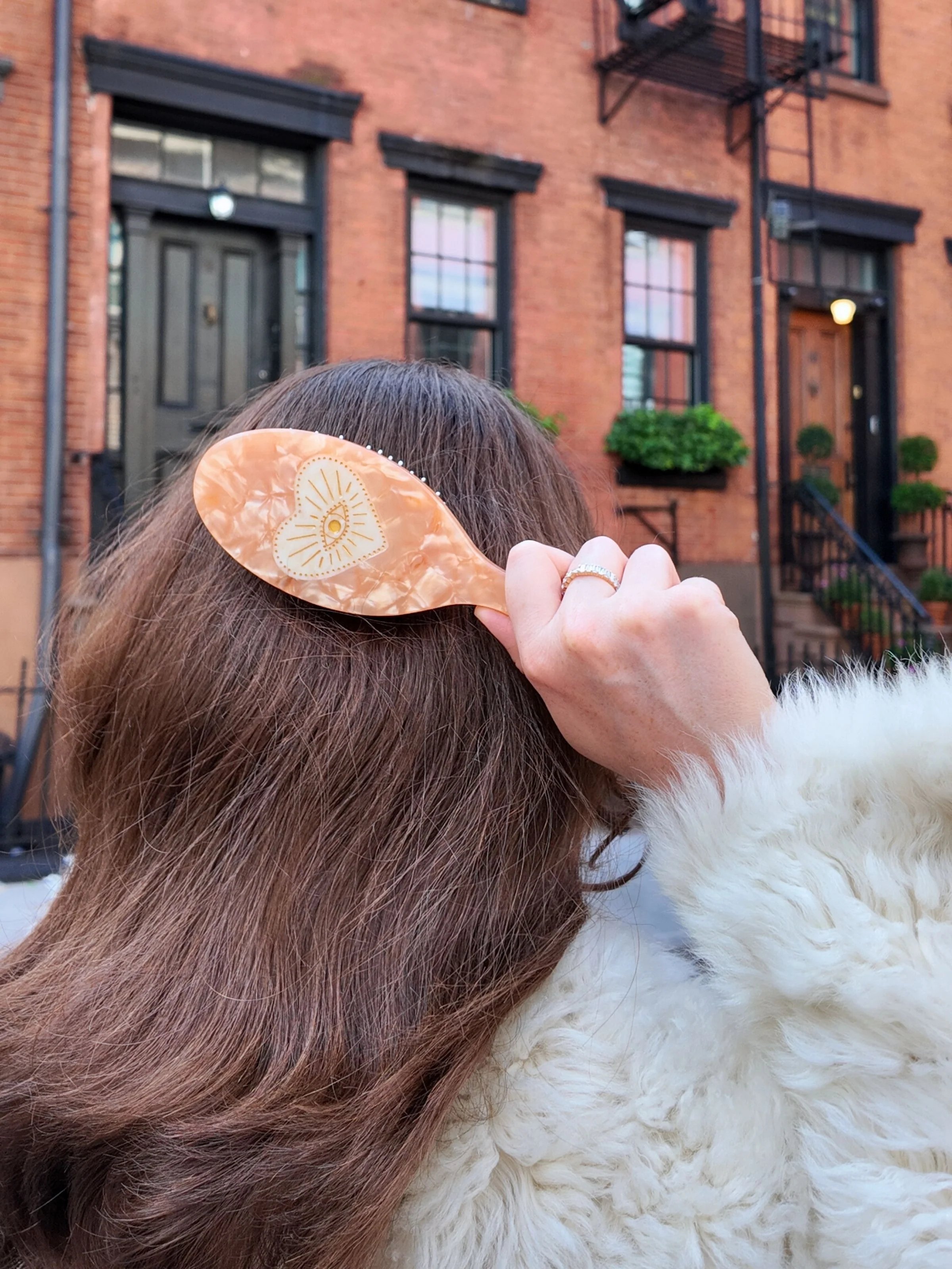 Hand-painted Celestial Heart Amazing Hair Day Brush | Eco-Friendly - Image 2