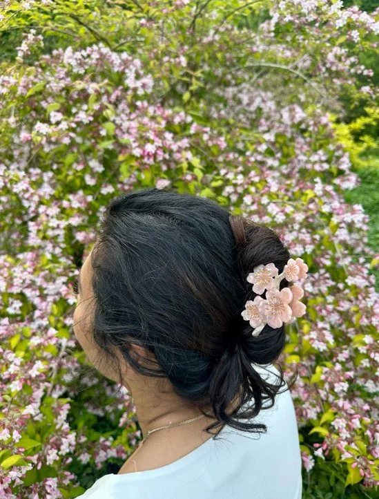 Hand-painted Cherry Blossom Flower Claw Hair Clip | Eco-Friendly - Image 5