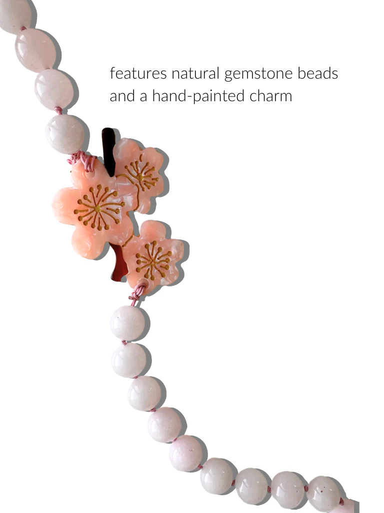 Hand-painted Cherry Blossom Gemstone Bracelet Phone Chain - Image 3