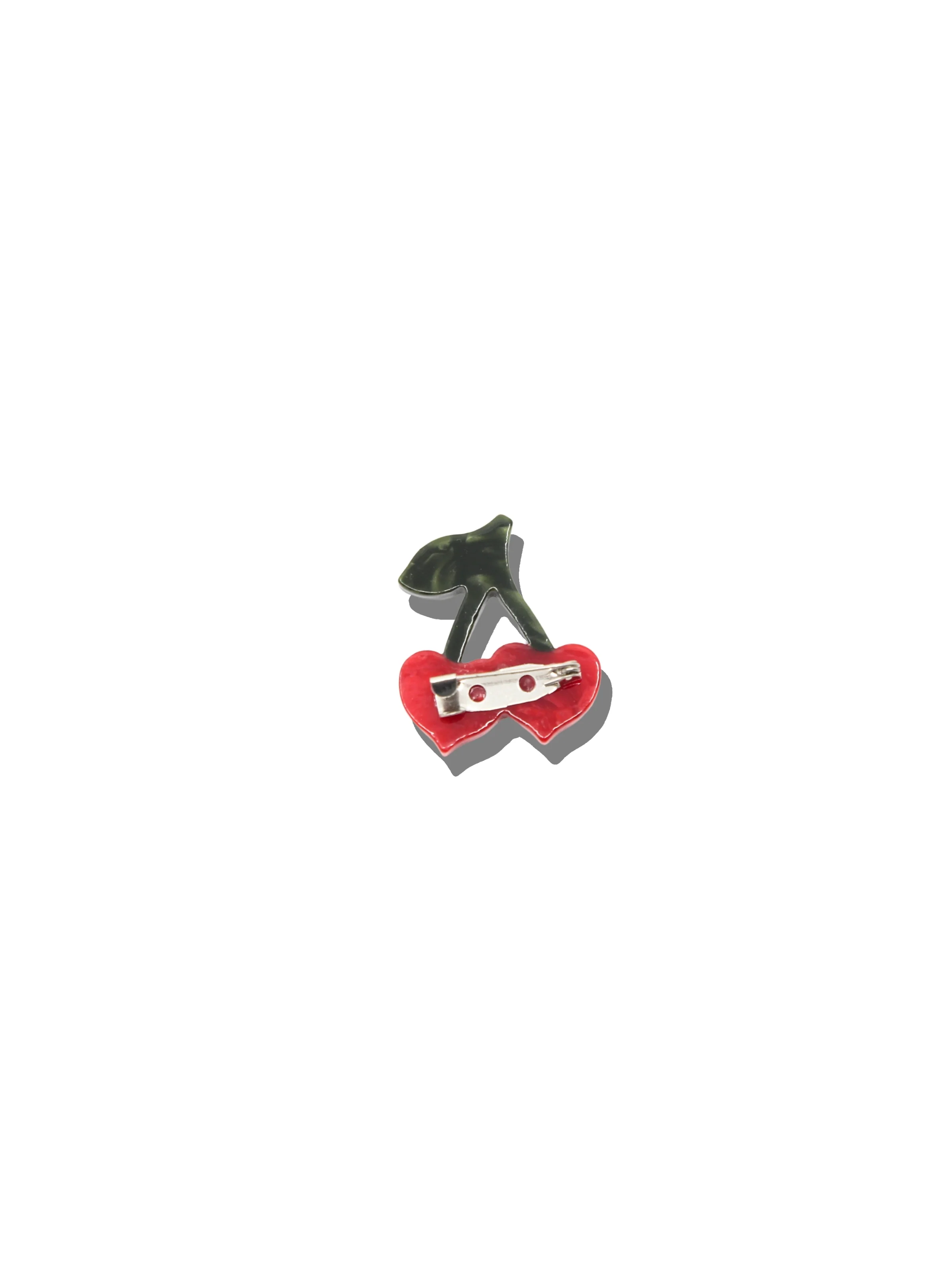 Hand-painted Cherry Hearts Brooch Pin - Image 2