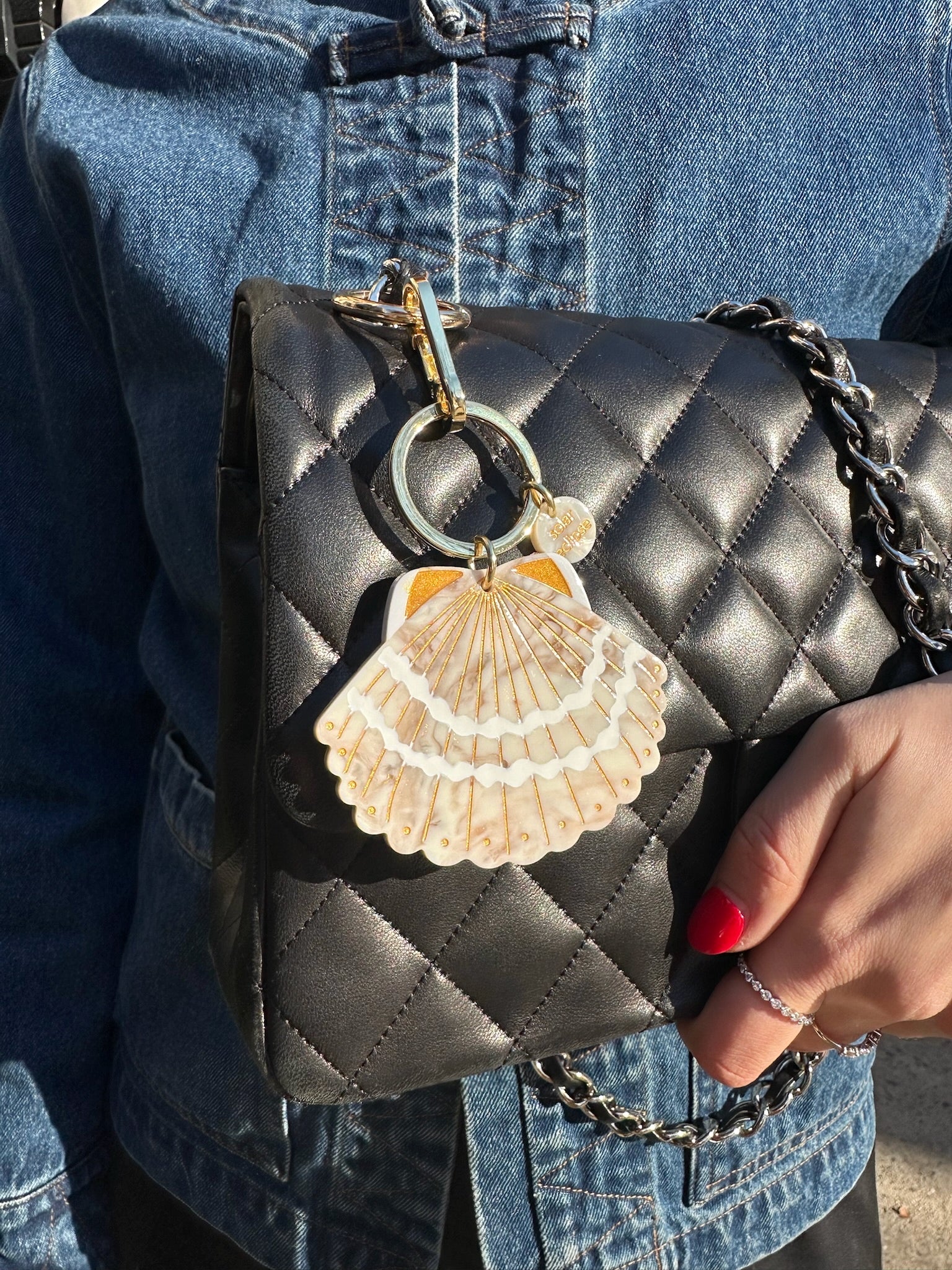 Hand-painted Seashell Bag Charm + Keychain | Eco-Friendly - Image 4