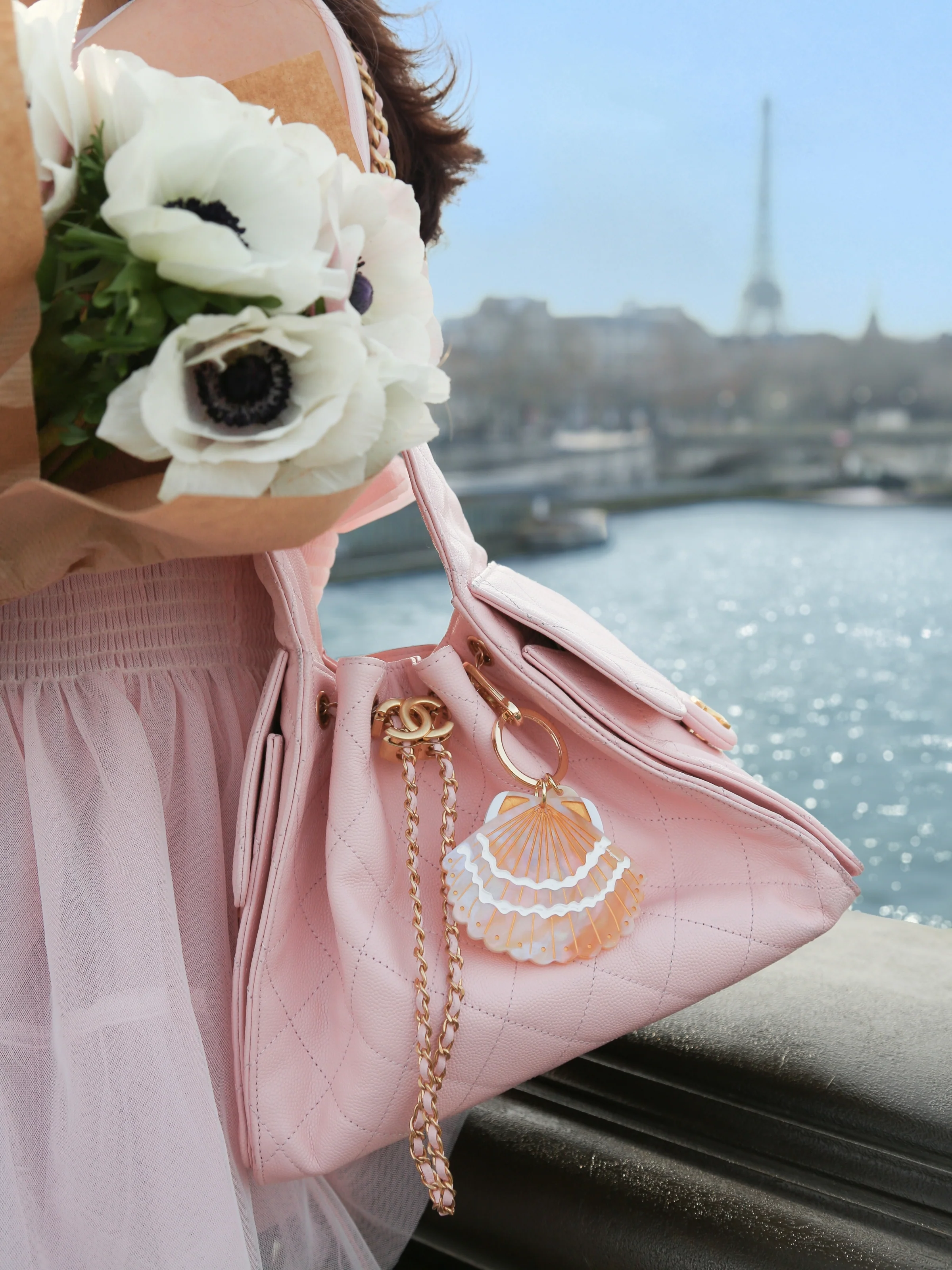 Hand-painted Seashell Bag Charm + Keychain | Eco-Friendly - Image 8