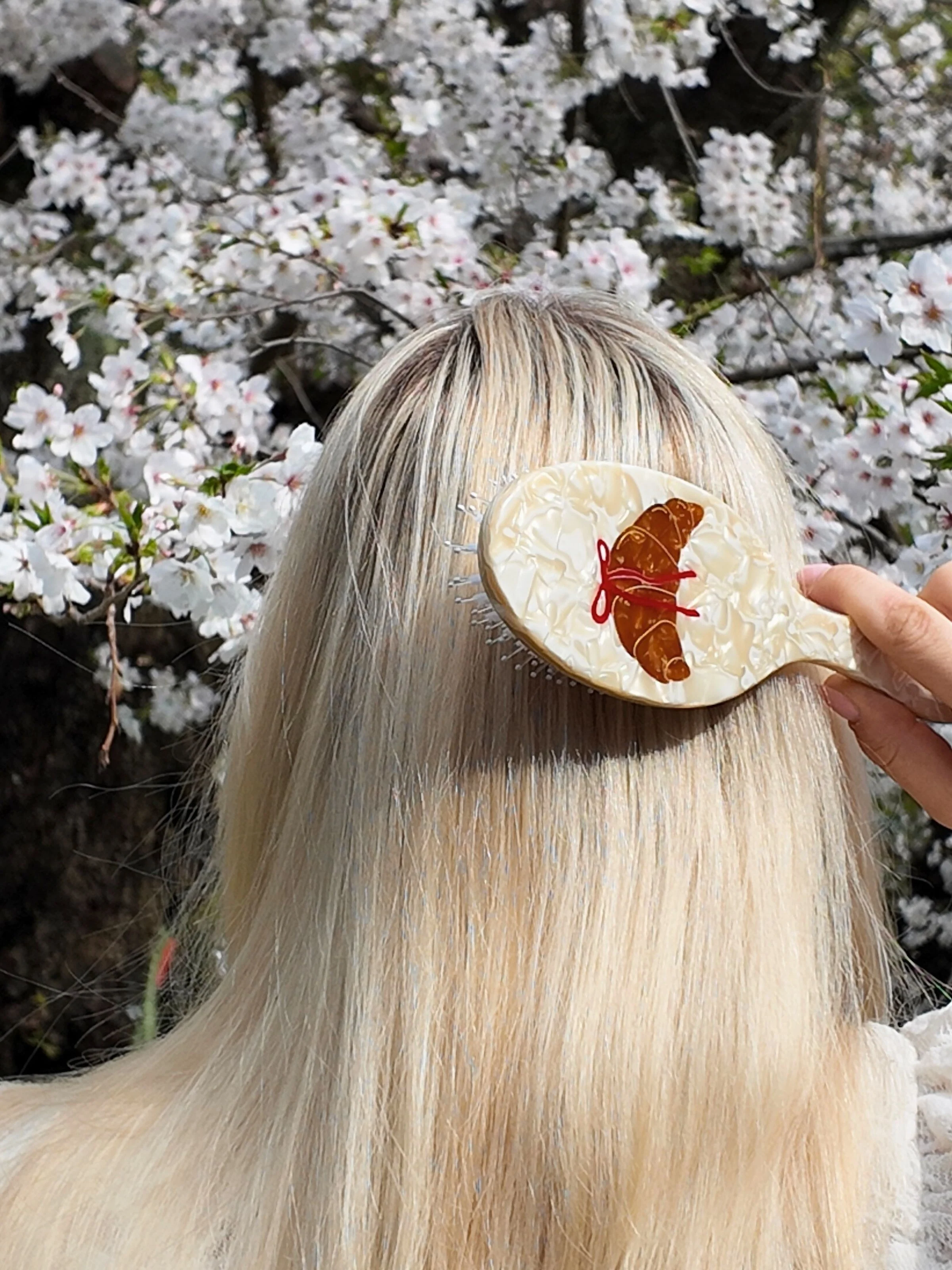 Hand-painted Bow Croissant Amazing Hair Day Brush | Eco-Friendly - Image 4