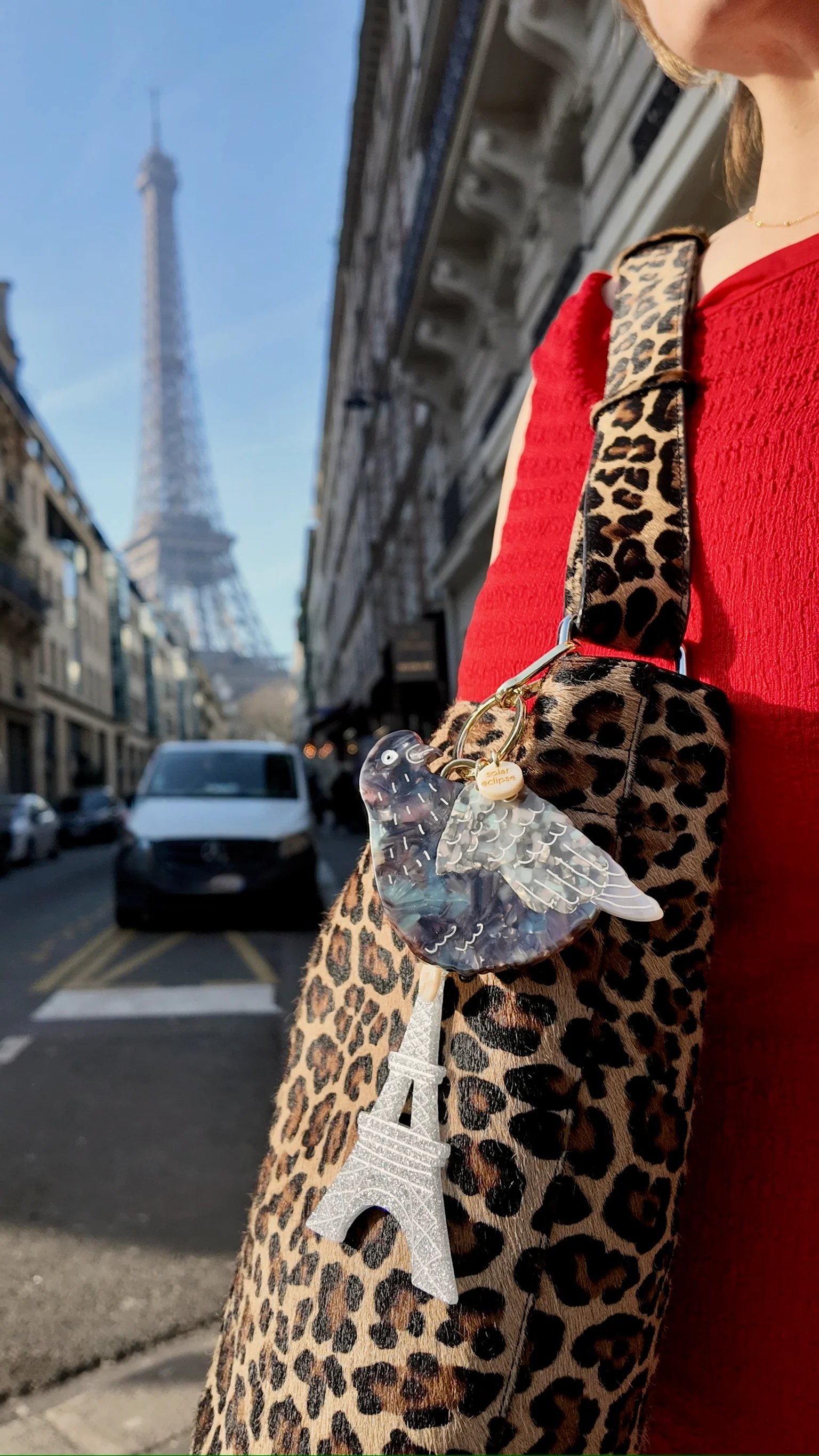 Hand-painted Eiffel Tower Bag Charm + Keychain | Eco-Friendly - Image 10