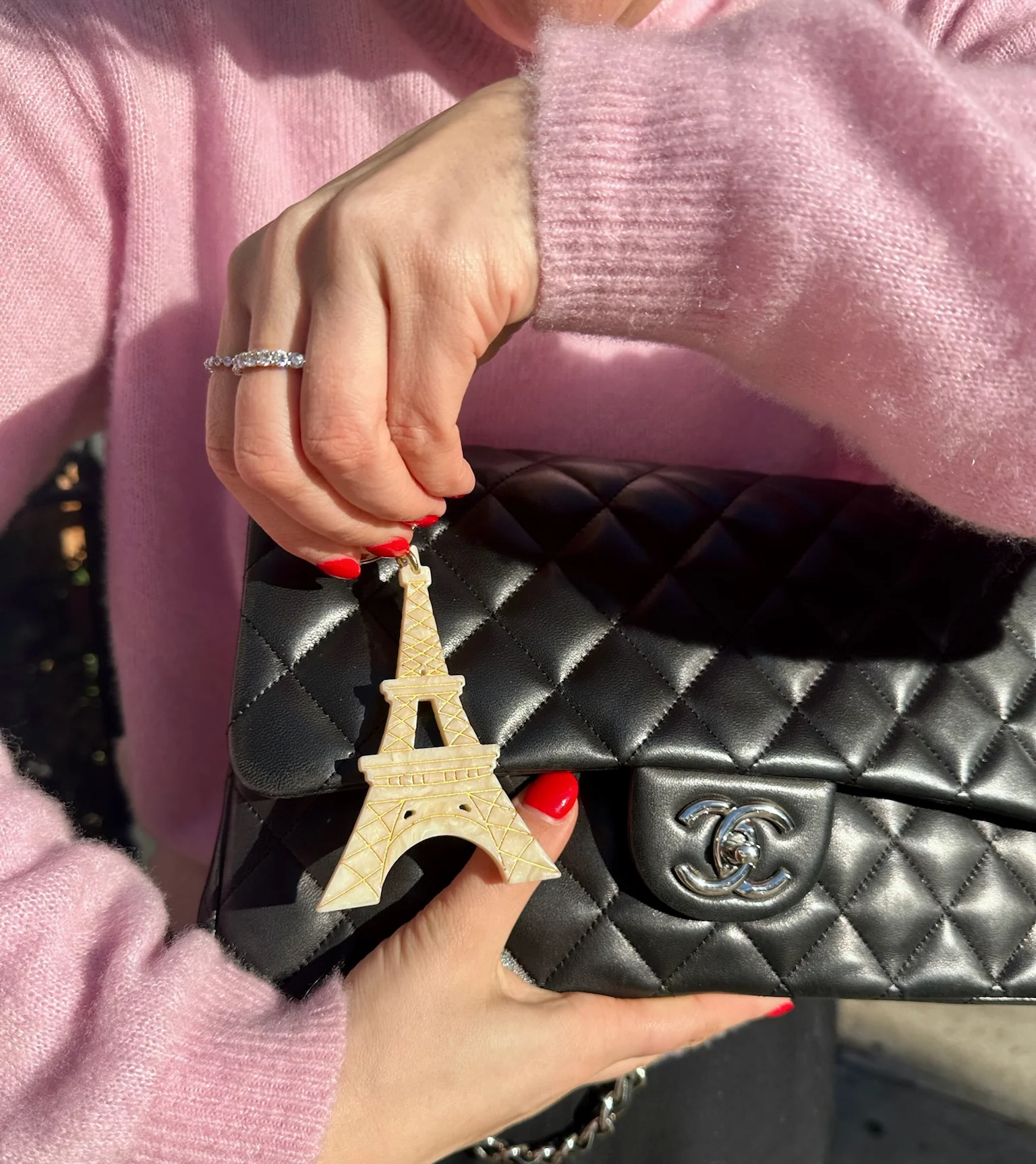 Hand-painted Eiffel Tower Bag Charm + Keychain | Eco-Friendly - Image 5