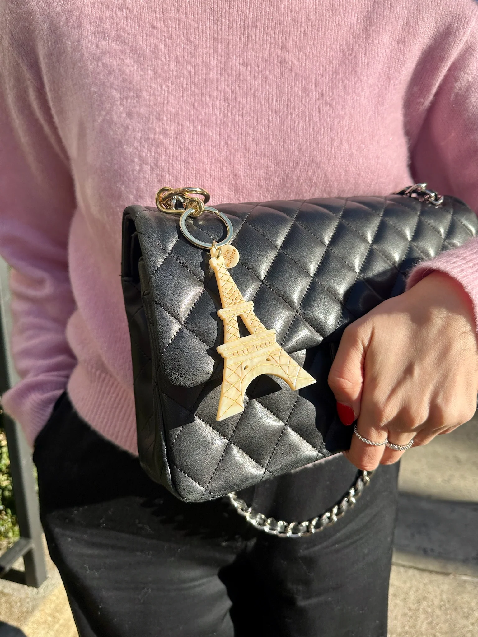 Hand-painted Eiffel Tower Bag Charm + Keychain | Eco-Friendly - Image 6
