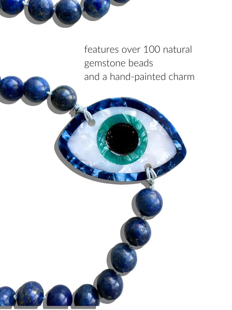 Hand-painted Evil Eye Gemstone Crossbody Phone Chain - Image 3