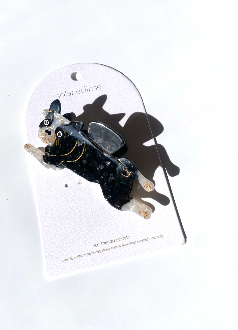 Hand-painted French Bulldog Claw Hair Clip | Eco-Friendly - Image 3