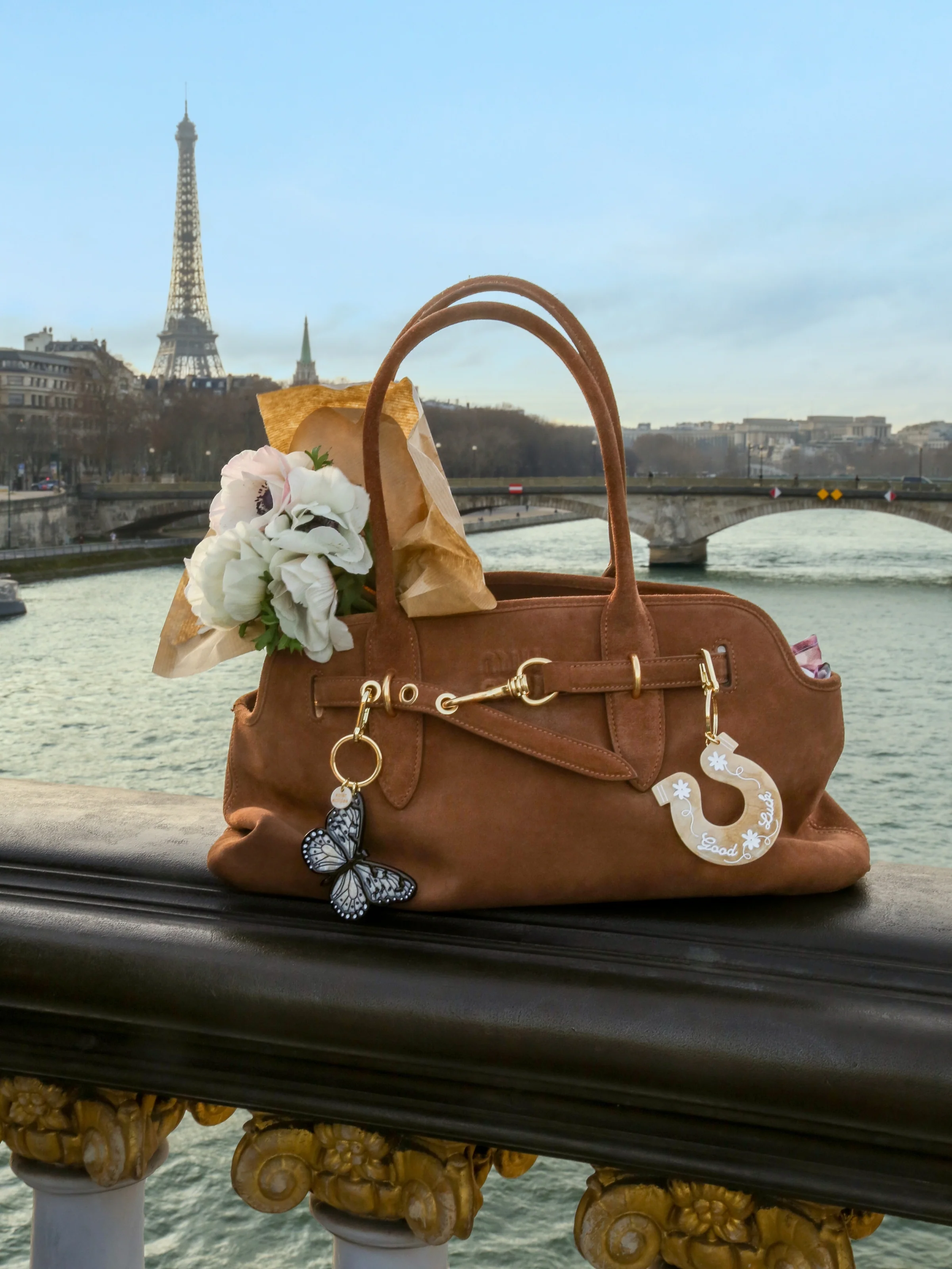Hand-painted Good Luck Horseshoe Bag Charm + Keychain | Eco-Friendly - Image 4