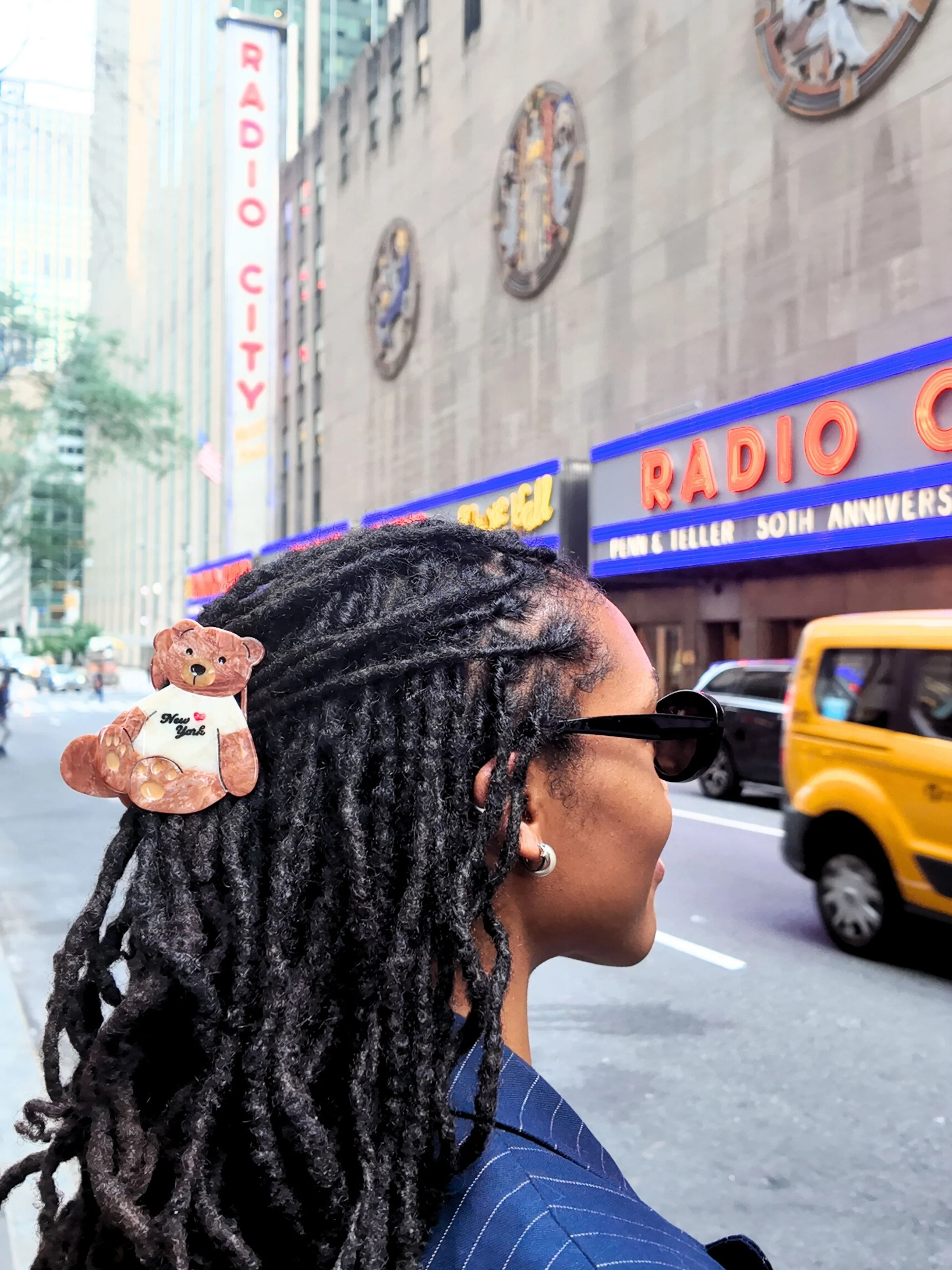 Hand-painted New York Teddy Bear Hair Claw Clip | Eco-Friendly - Image 5