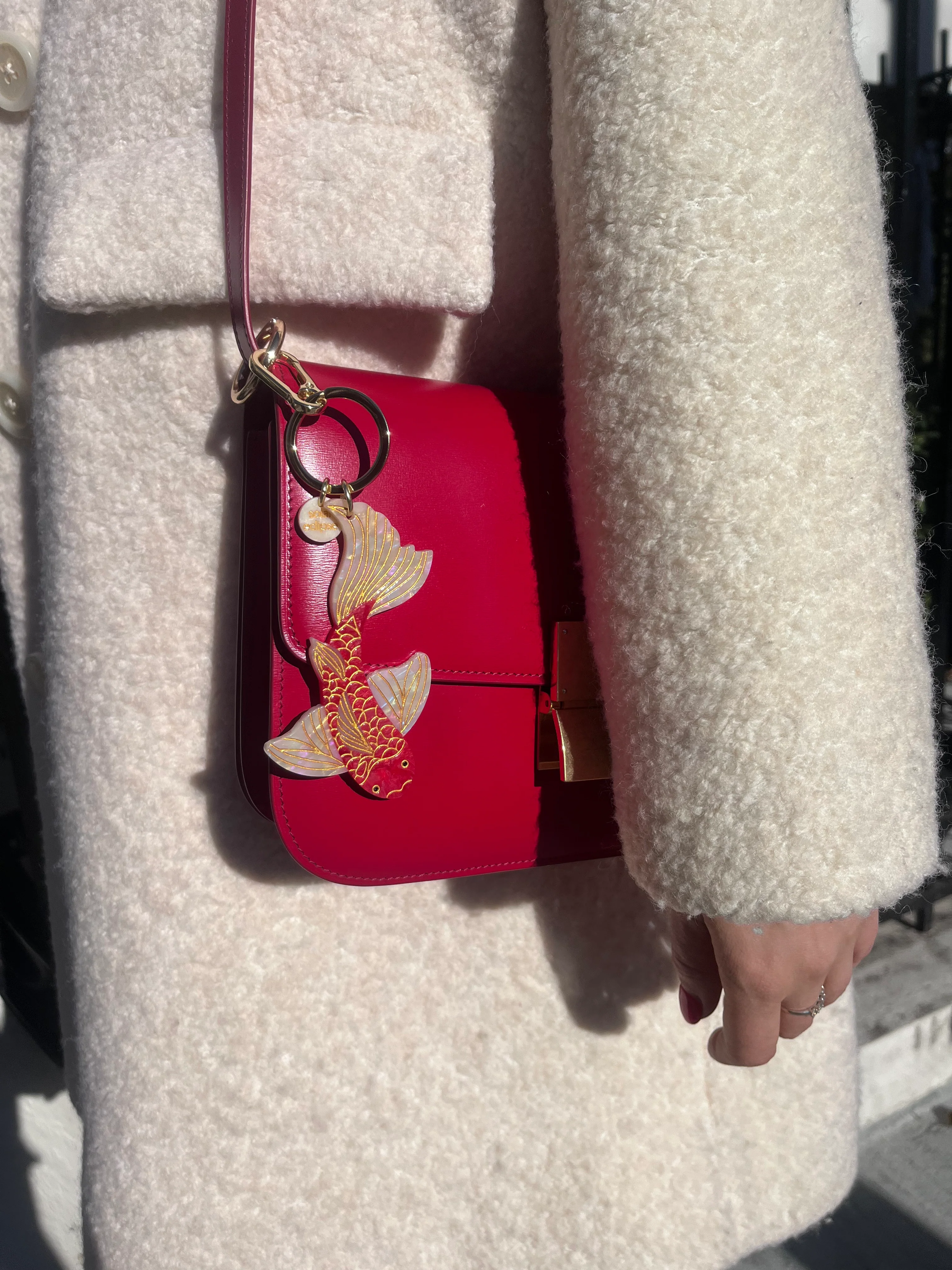 Hand-painted Koi Fish Bag Charm + Keychain | Eco-Friendly - Image 4