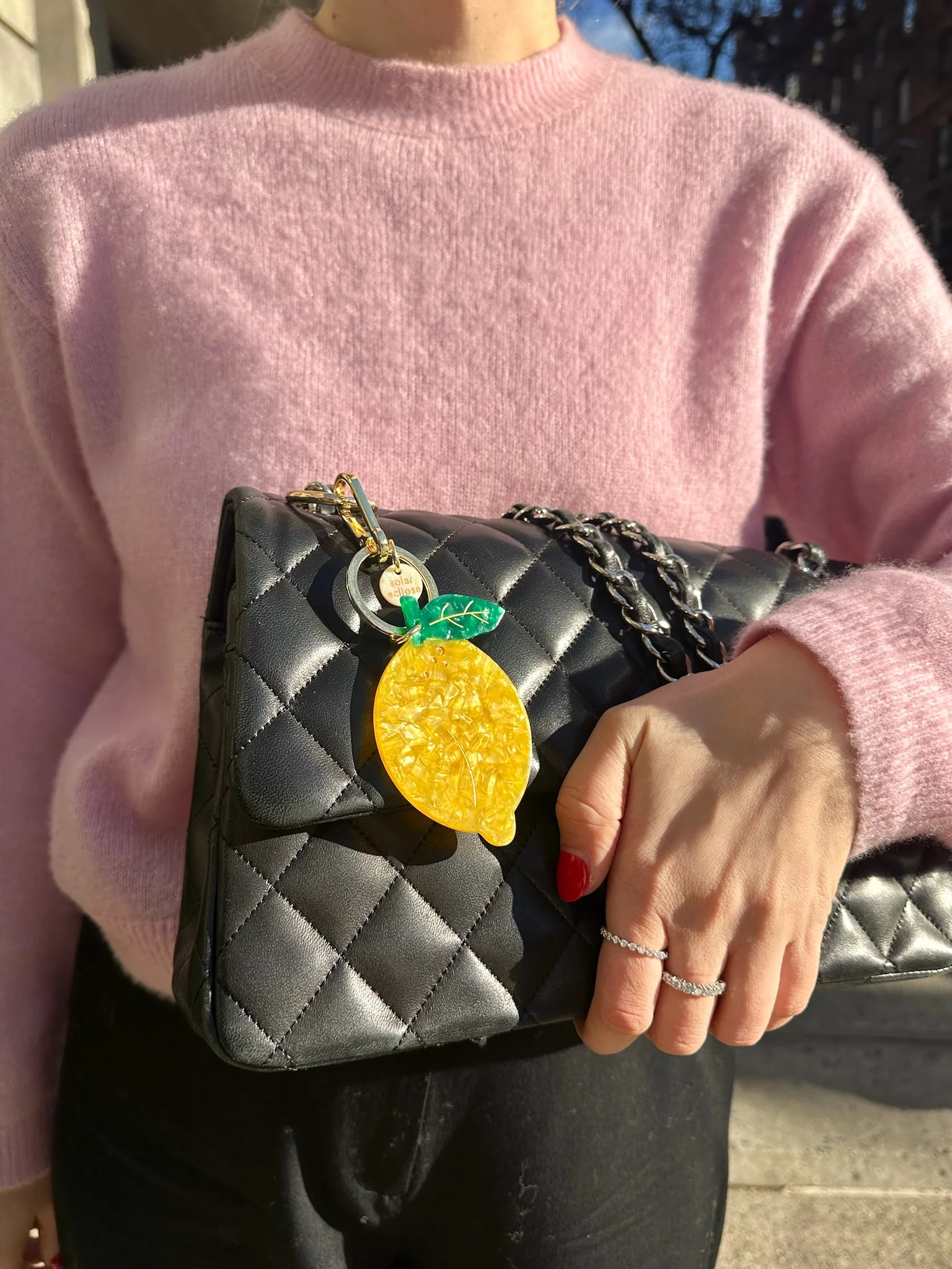 Hand-painted Lemon Bag Charm + Keychain | Eco-Friendly - Image 3