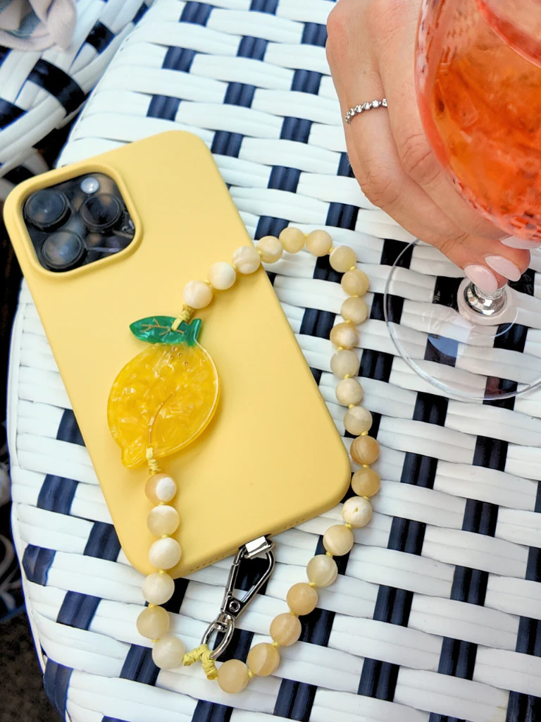 Hand-painted Lemon Gemstone Bracelet Phone Chain - Image 4