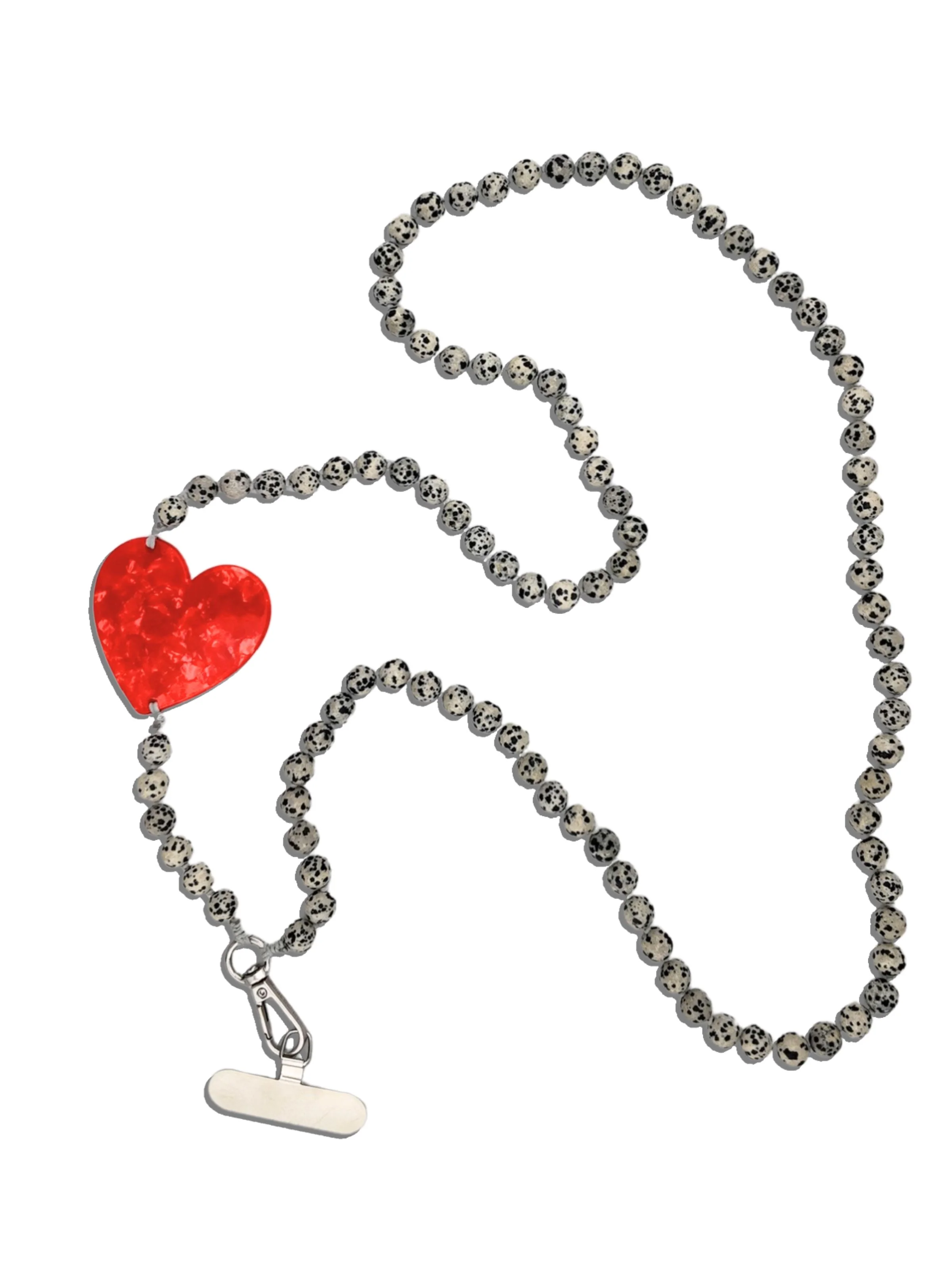 Hand-painted Red Heart Gemstone Crossbody Phone Chain