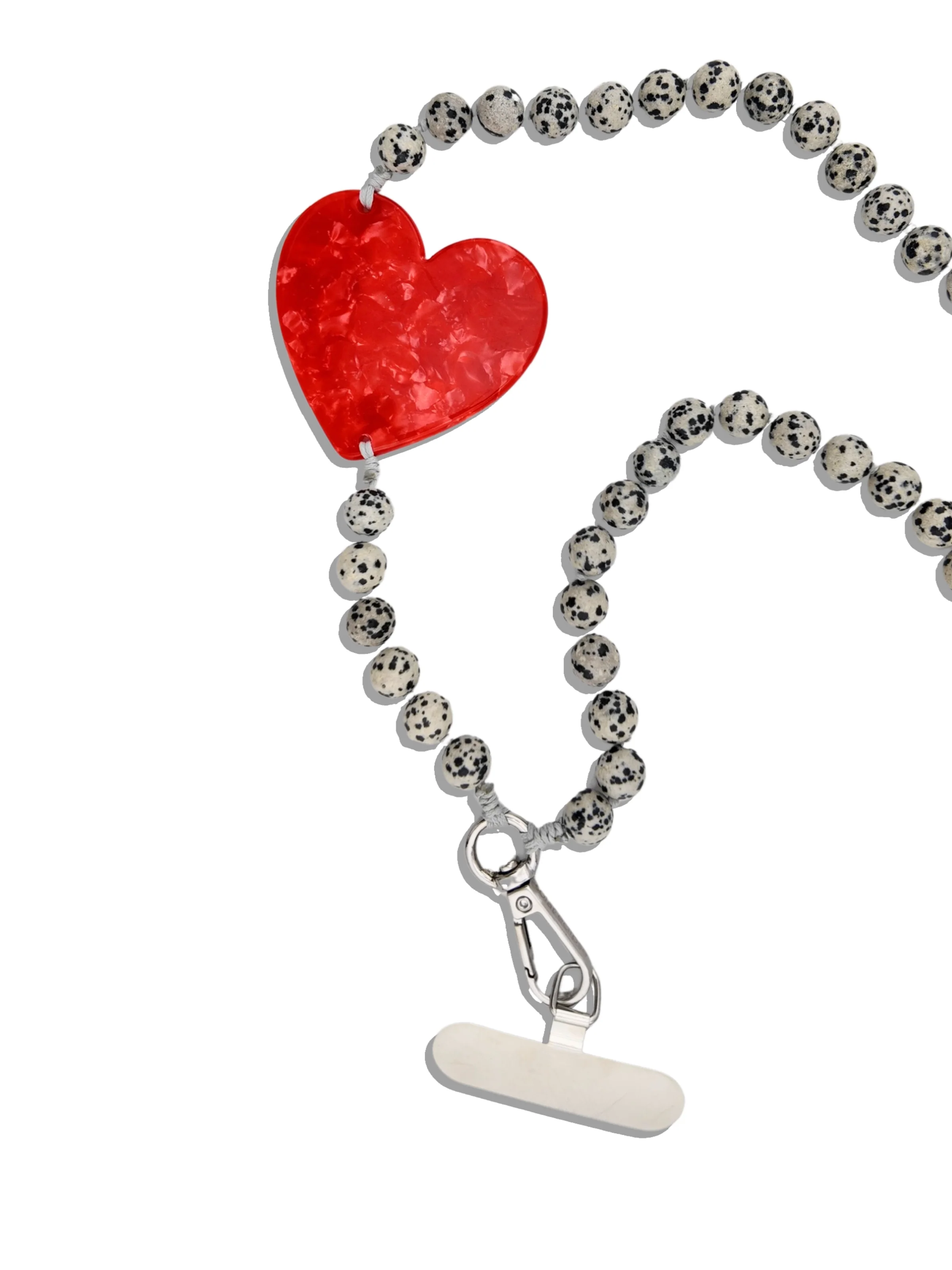 Hand-painted Red Heart Gemstone Crossbody Phone Chain - Image 2