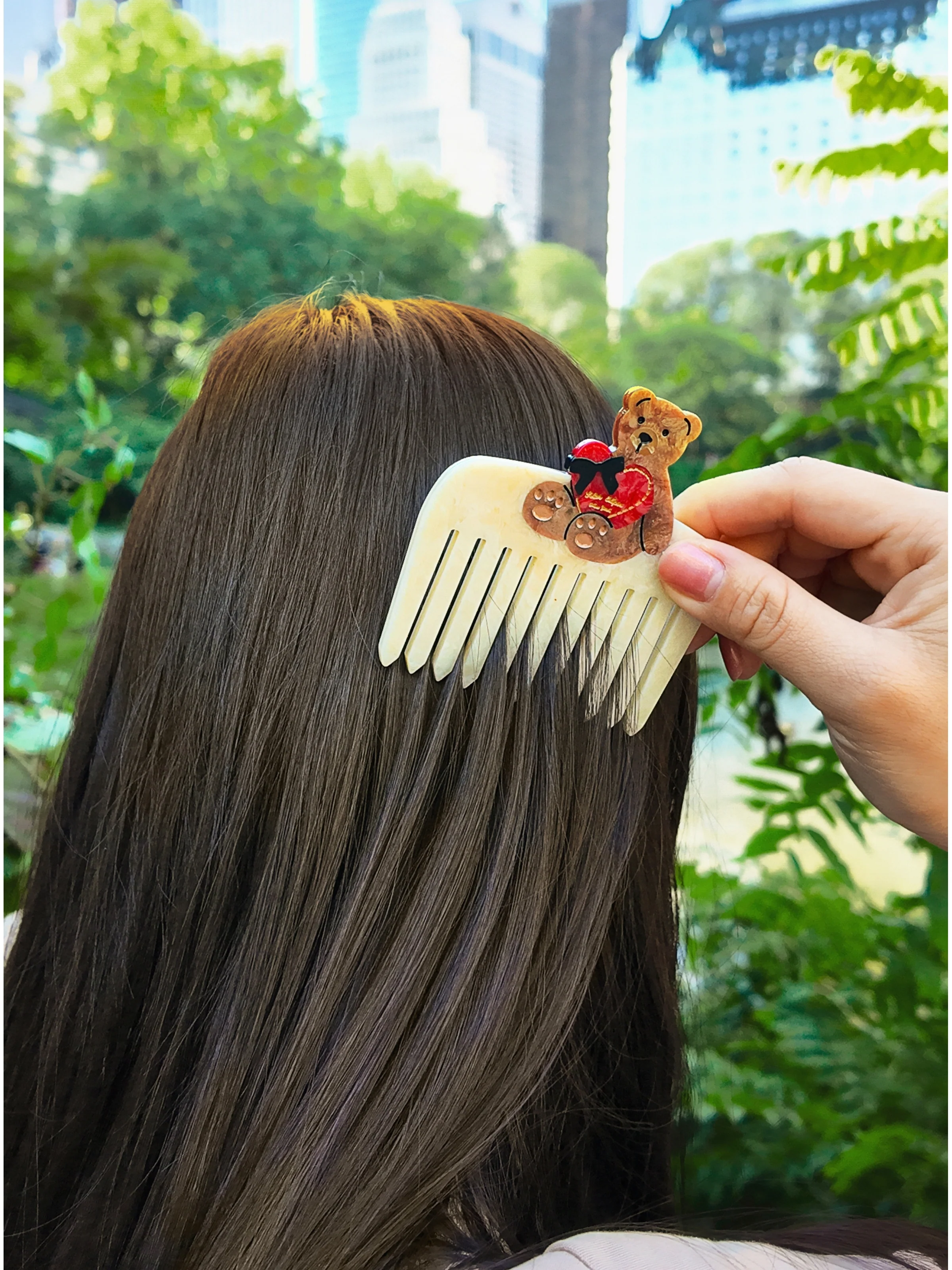 Hand-Painted Love Teddy Pocket Comb | Eco-Friendly - Image 4