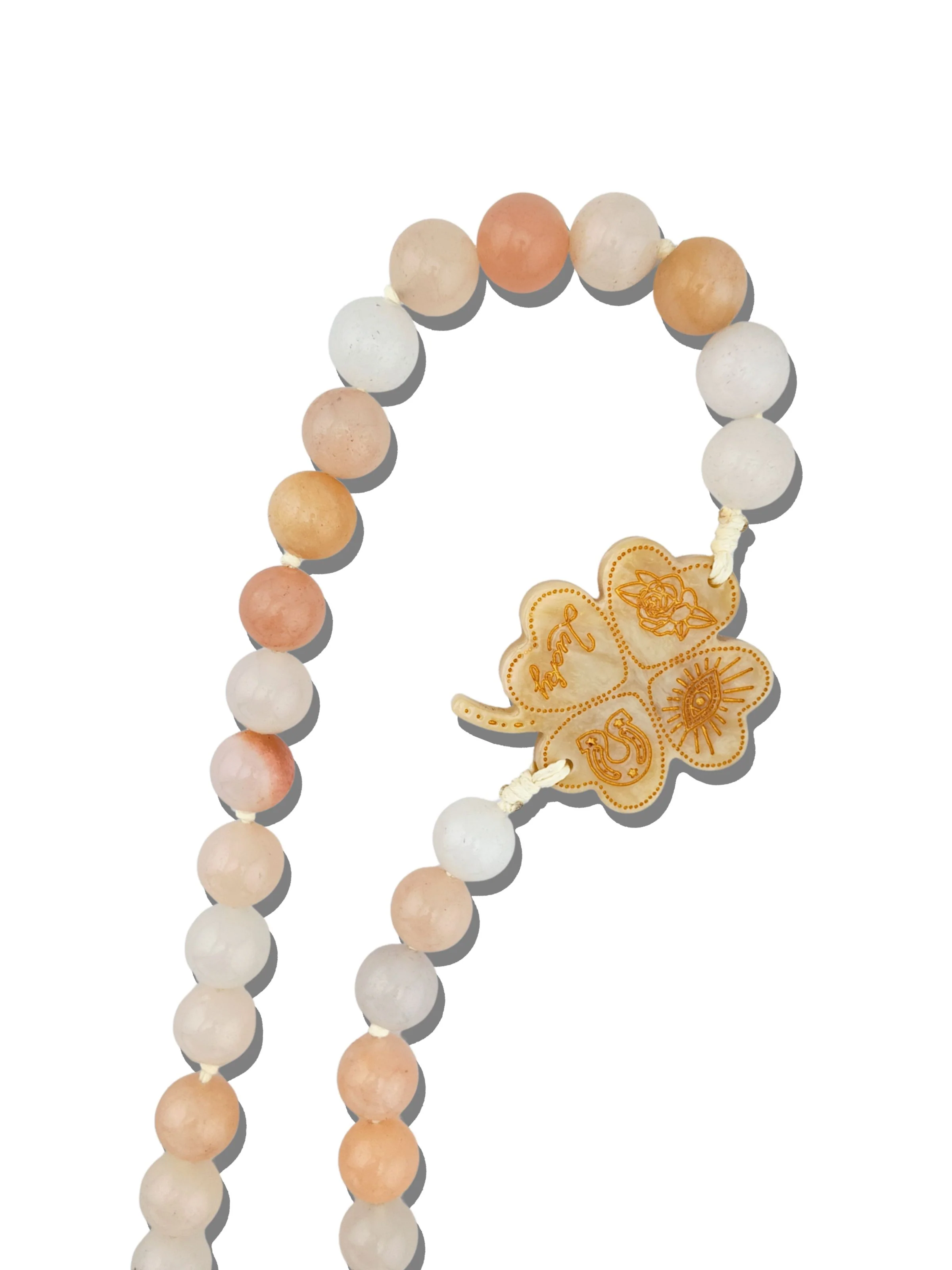 Hand-painted Lucky Clover Gemstone Bracelet Phone Chain - Image 3
