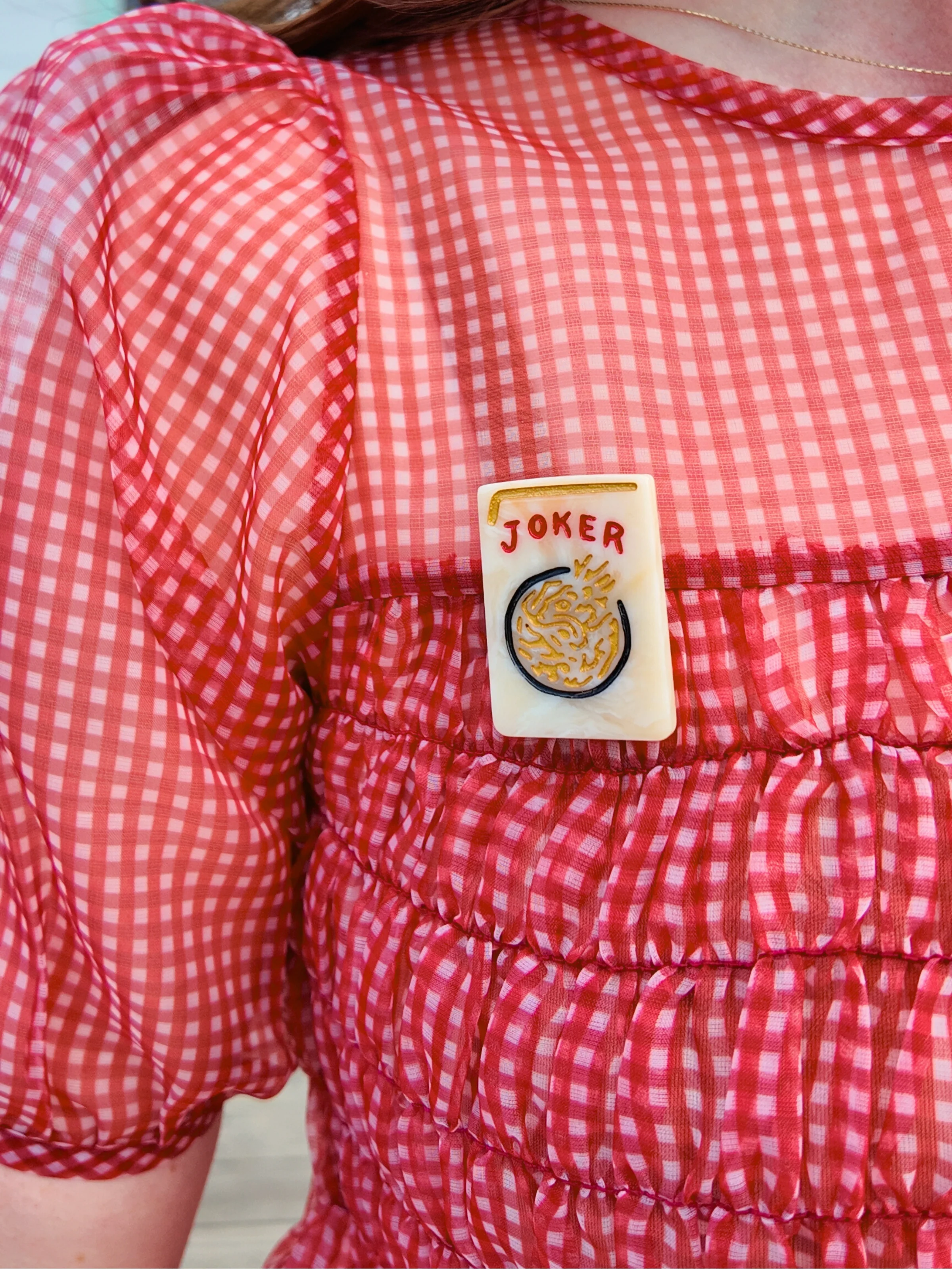 Hand-painted Mahjong Brooch Pin - Image 2