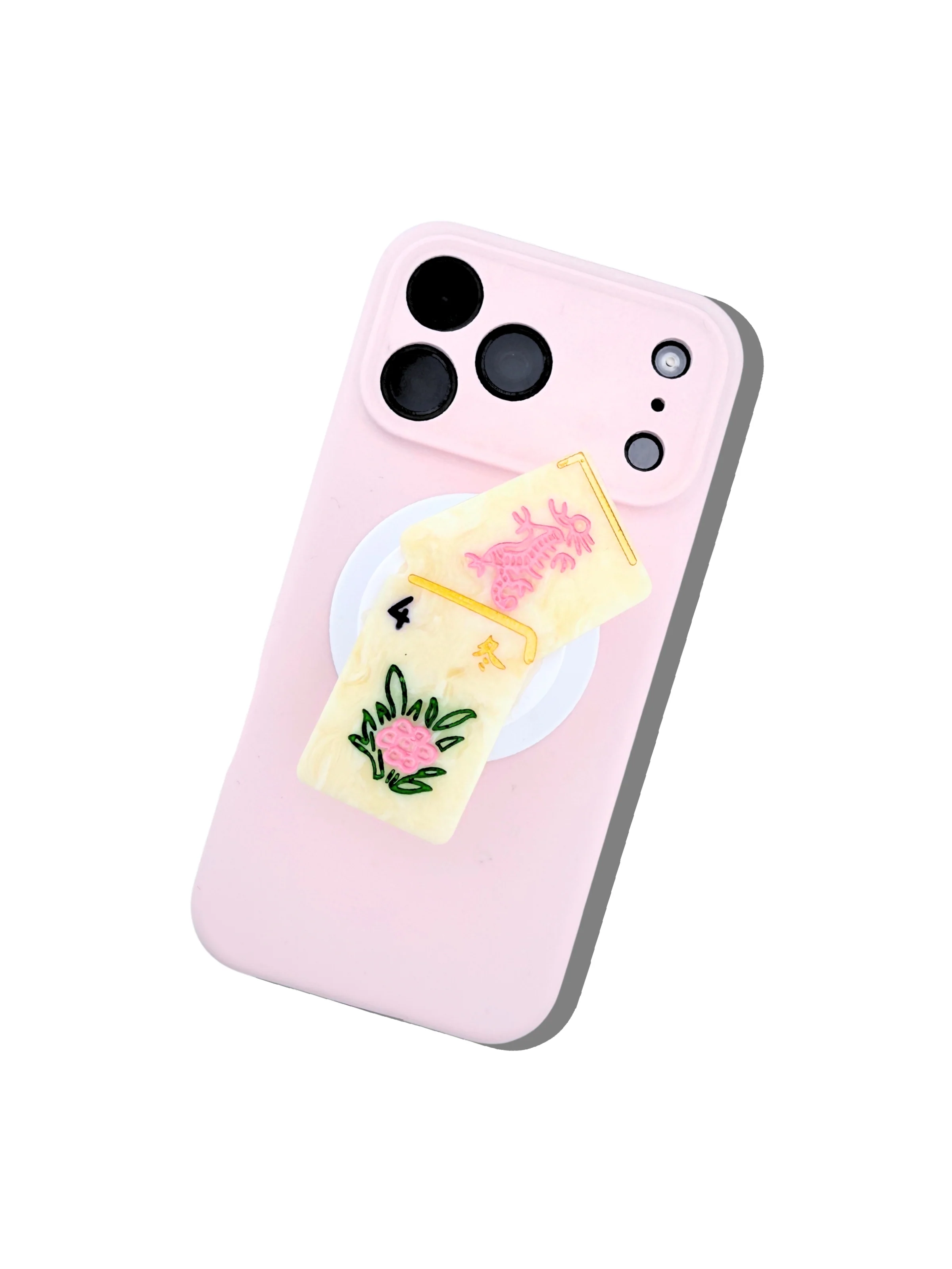 Hand-painted Flower Mahjong GripCharm | Eco-Friendly - Image 2