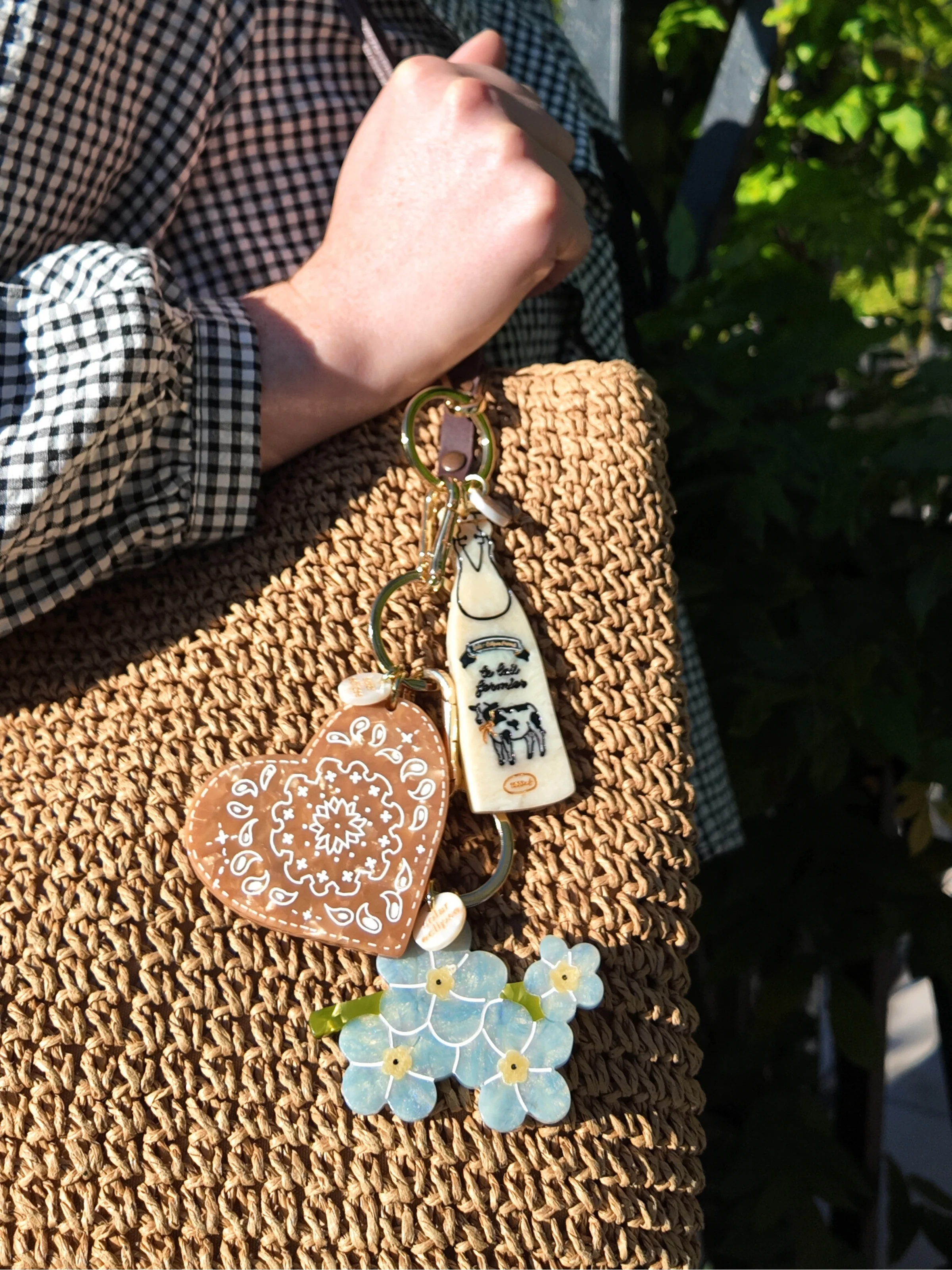 Hand-painted Milk Bag Charm + Keychain | Eco-Friendly - Image 2
