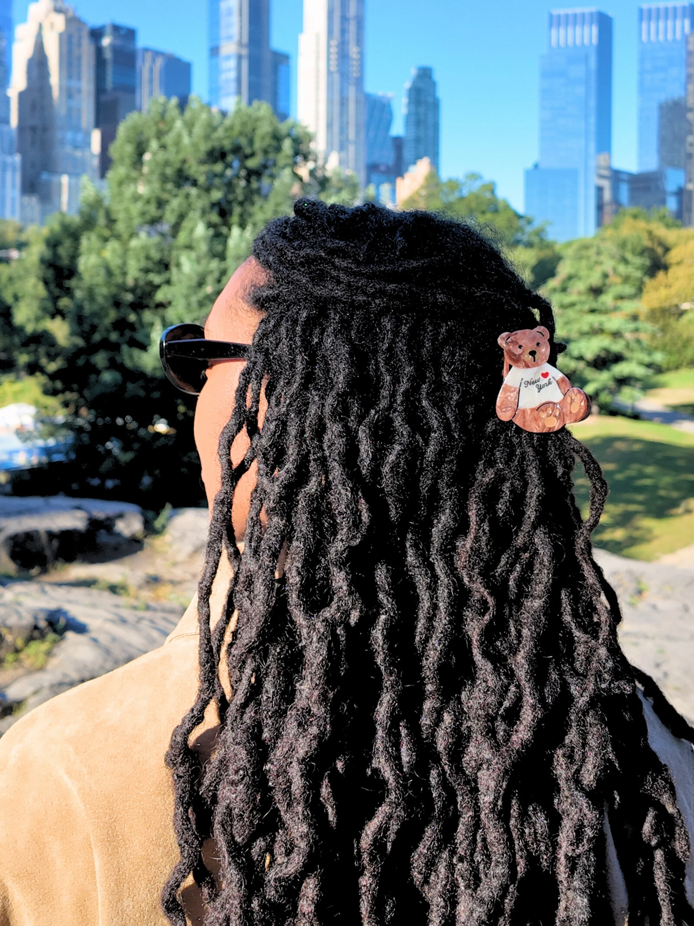 Hand-painted Mini New York Teddy Bear Hair Claw Clip | Eco-Friendly - Image 5