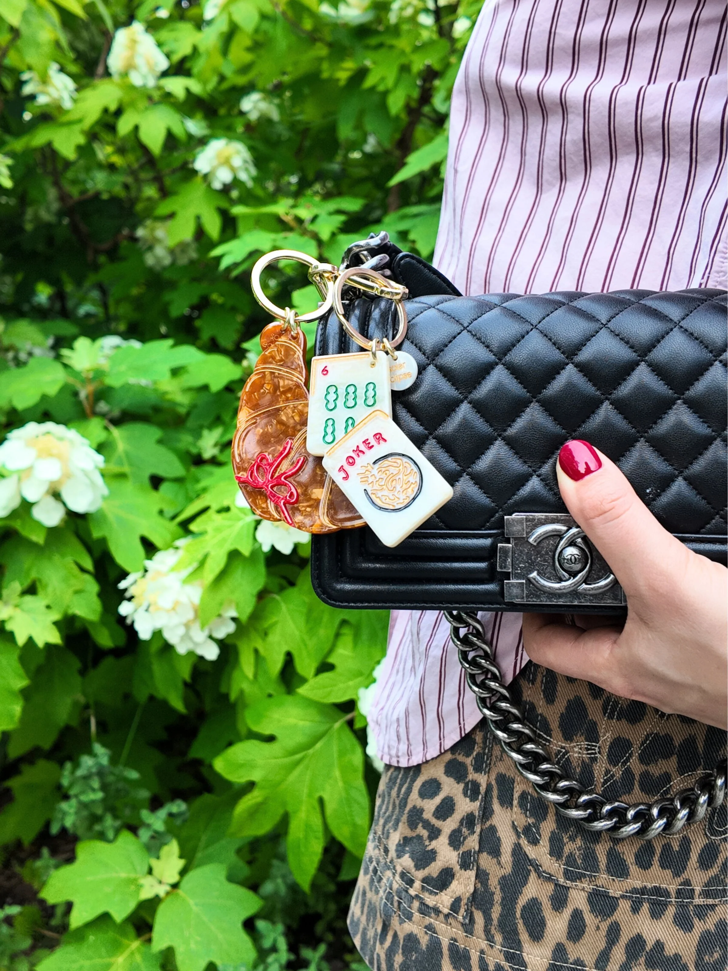 Hand-painted Mahjong Bag Charm + Keychain | Eco-Friendly - Image 2