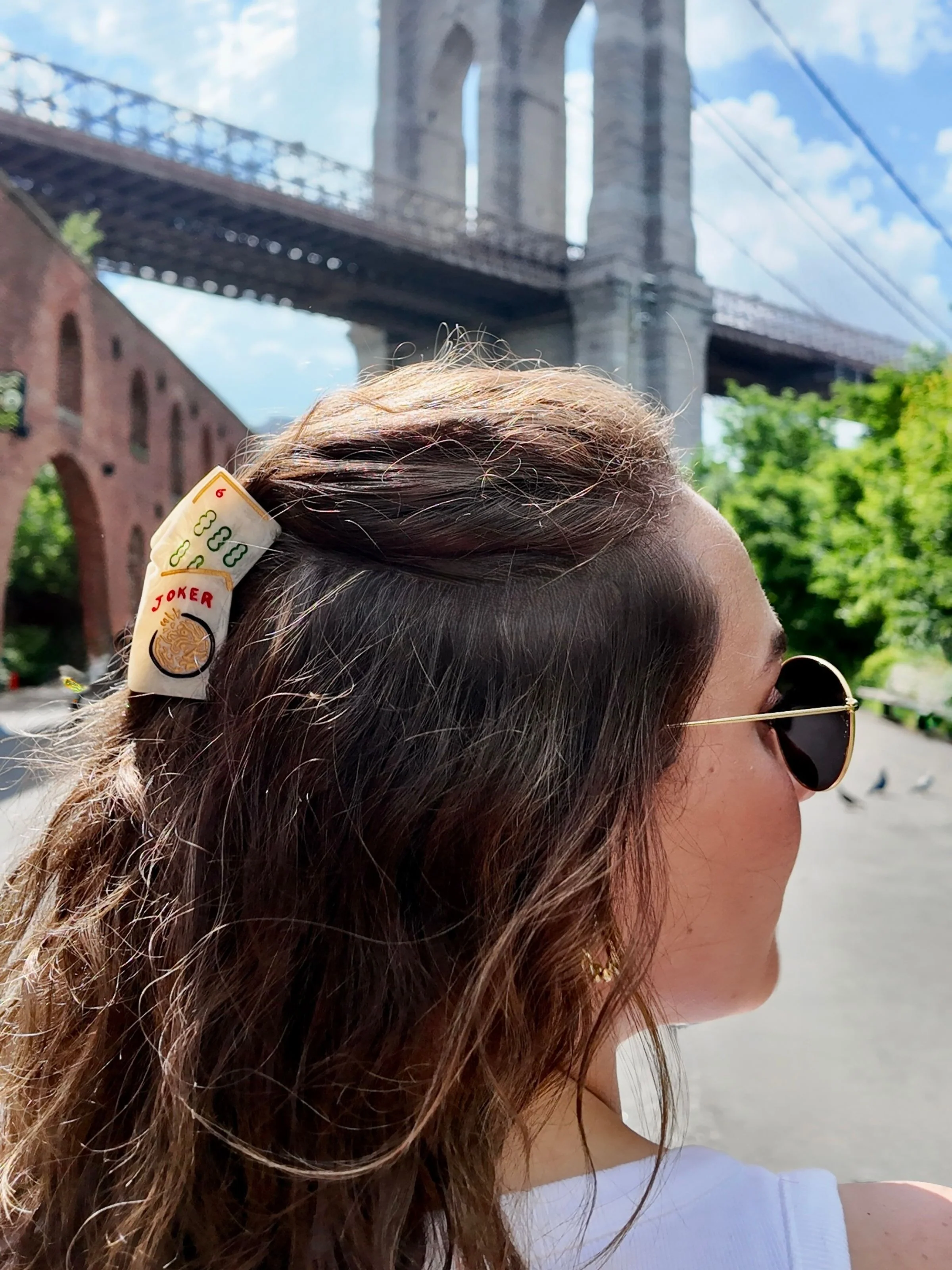 Hand-Painted Mini Mahjong Claw Hair Clip | Eco-Friendly - Image 4
