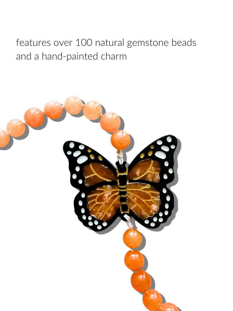 Hand-painted Monarch Butterfly Gemstone Crossbody Phone Chain - Image 4