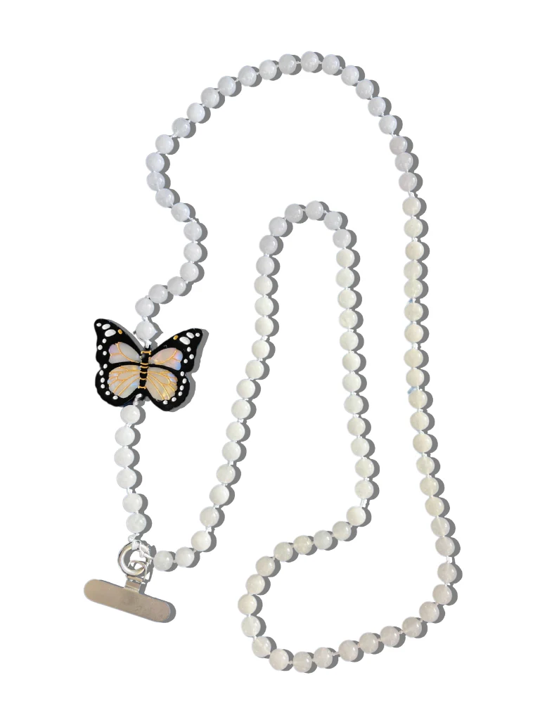 Hand-painted Monarch Butterfly Gemstone Crossbody Phone Chain - Image 5