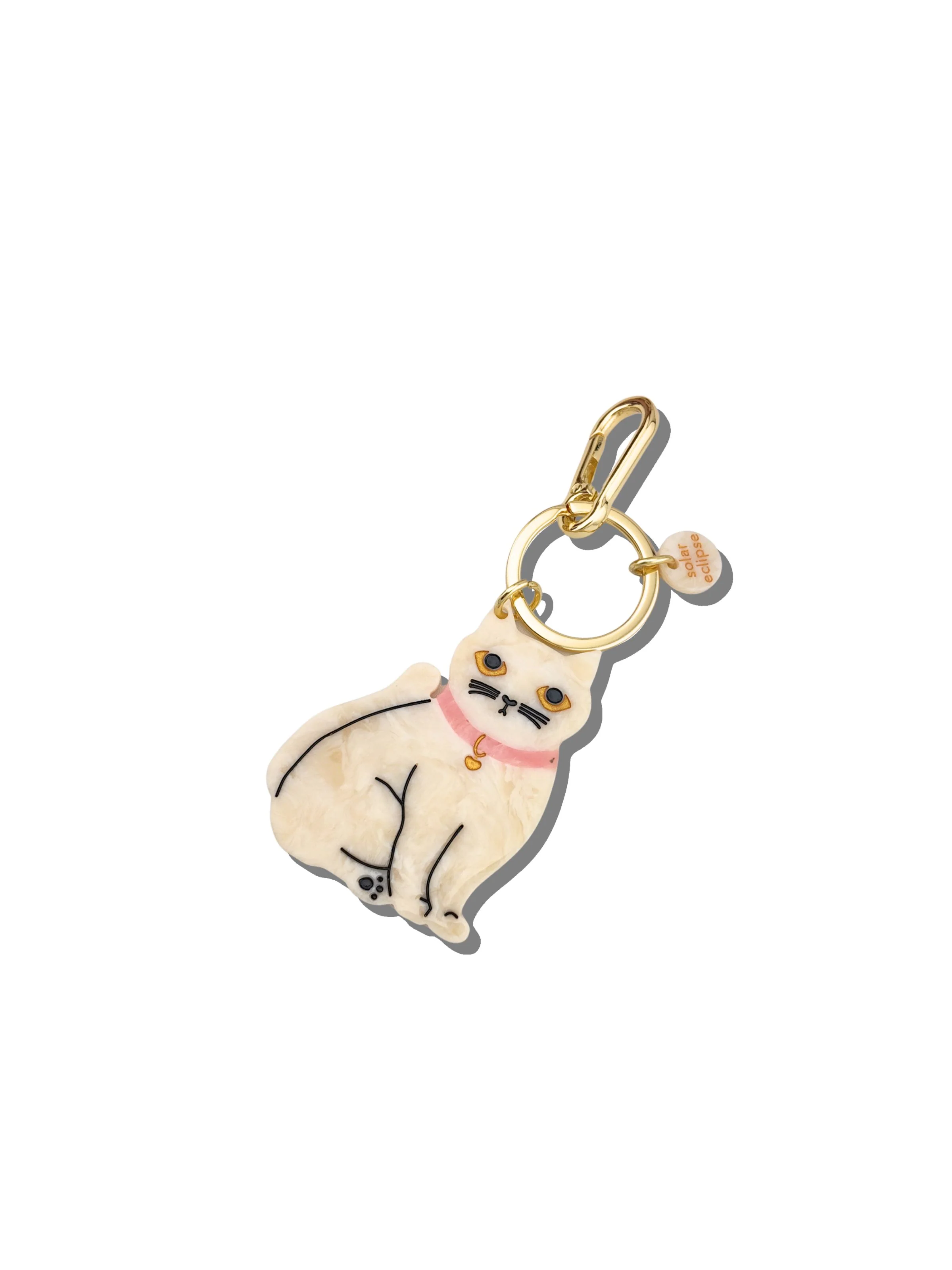 Hand-painted Kawaii Cat Bag Charm + Keychain | Eco-Friendly