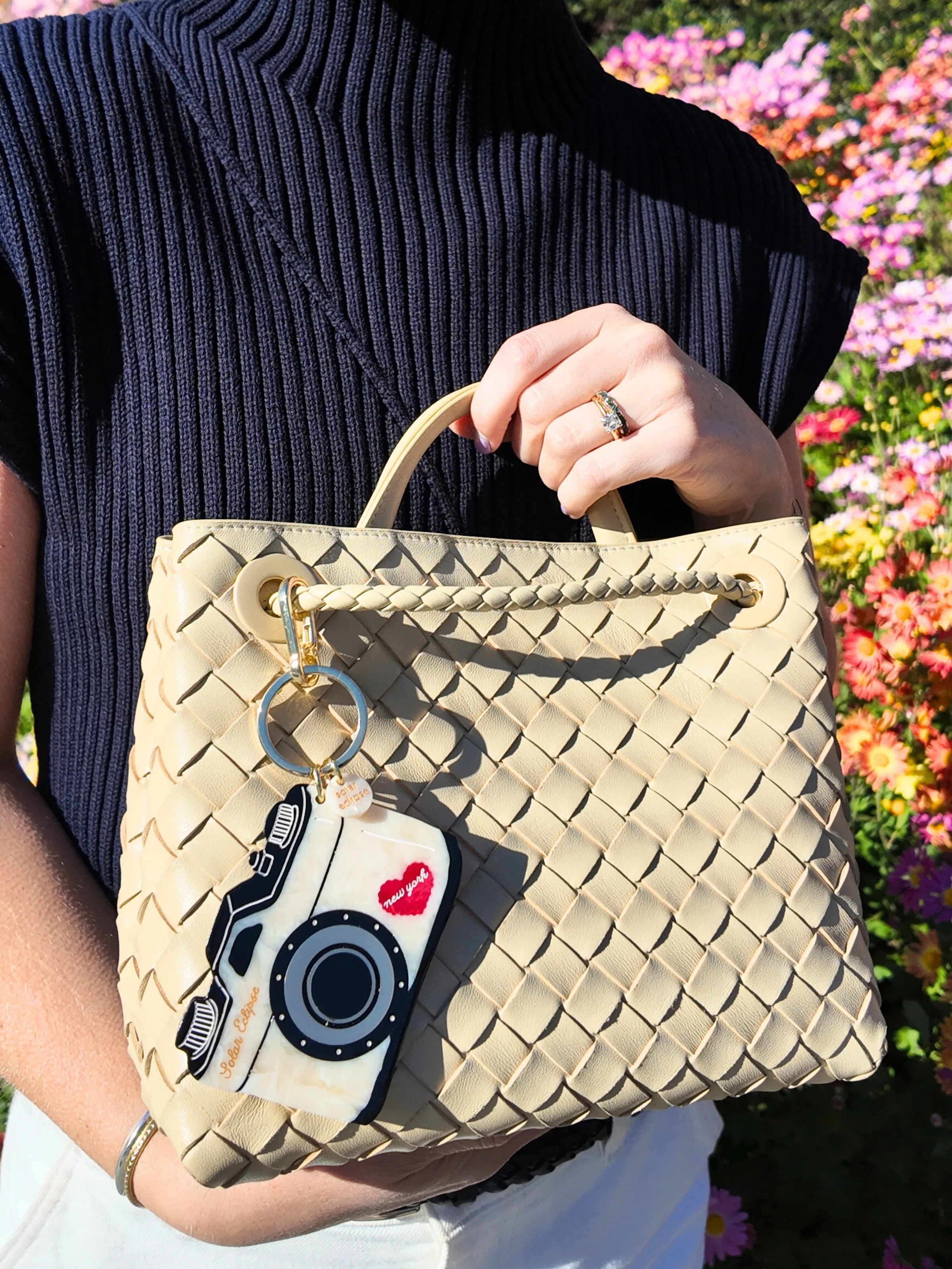 Hand-Painted NY Vintage Camera Bag Charm + Keychain | Eco-Friendly - Image 2