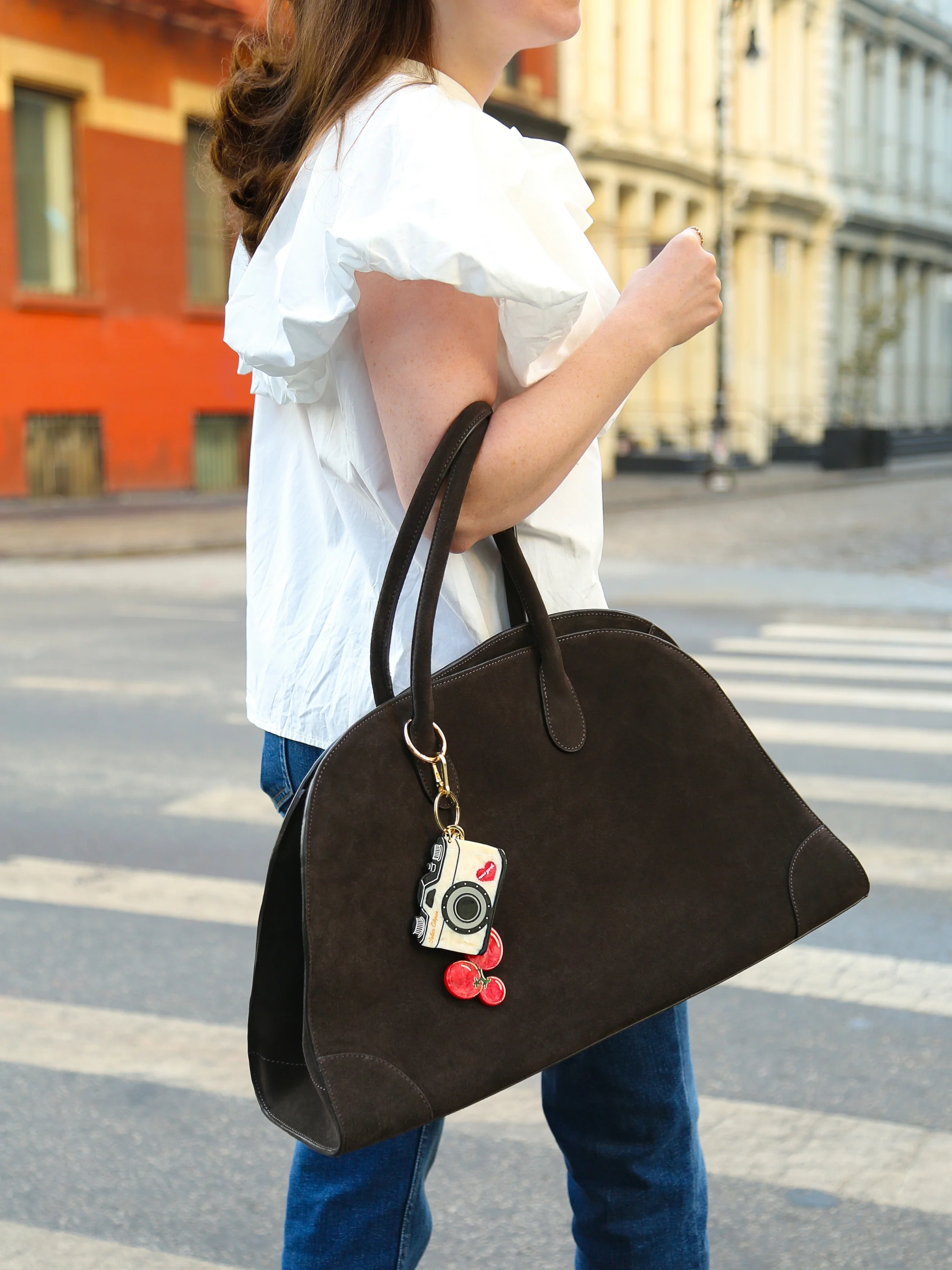 Hand-Painted NY Vintage Camera Bag Charm + Keychain | Eco-Friendly - Image 3