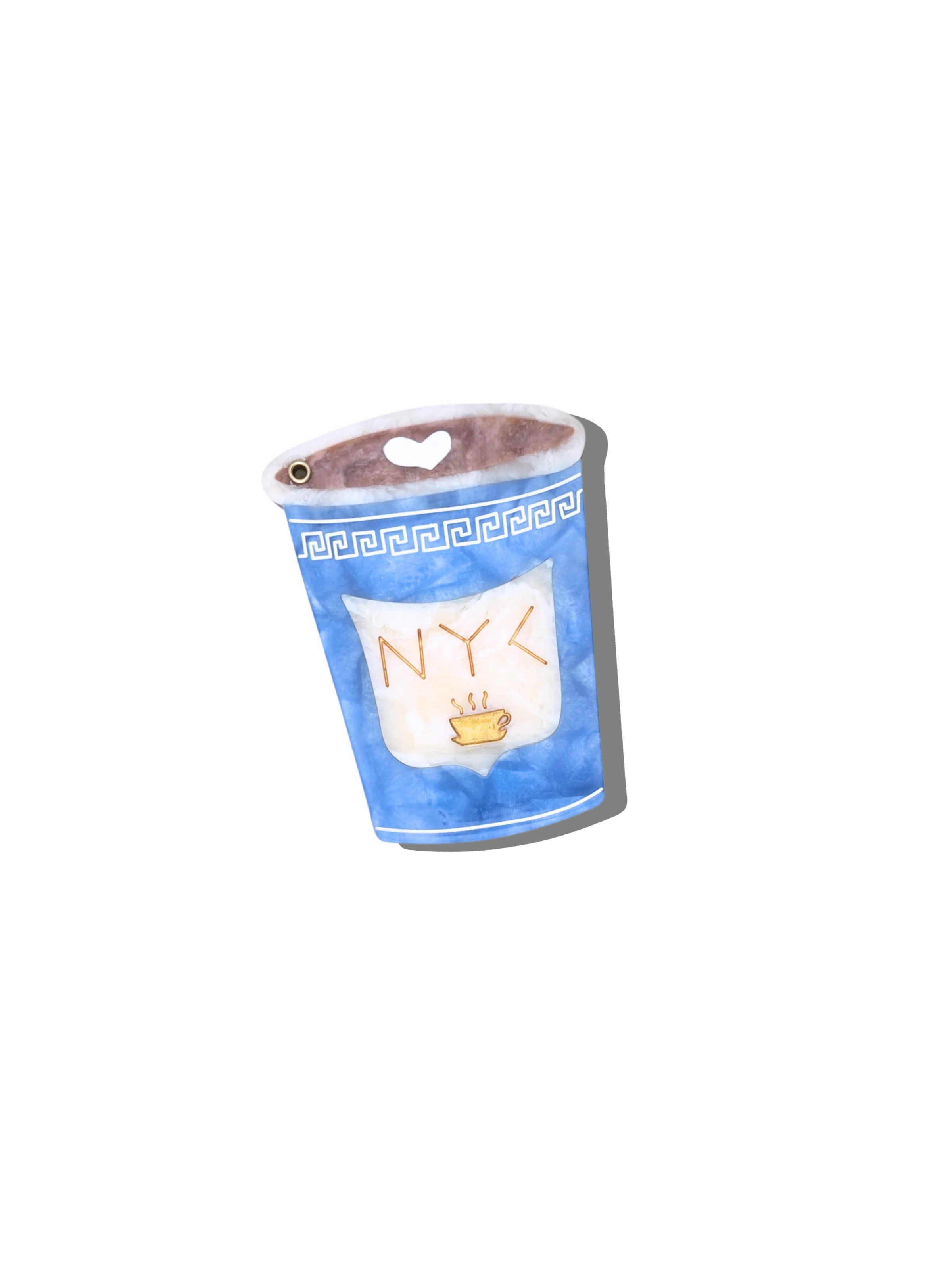 Hand-painted NYC Coffee Cup Compact Mirror | Eco-Friendly - Image 3