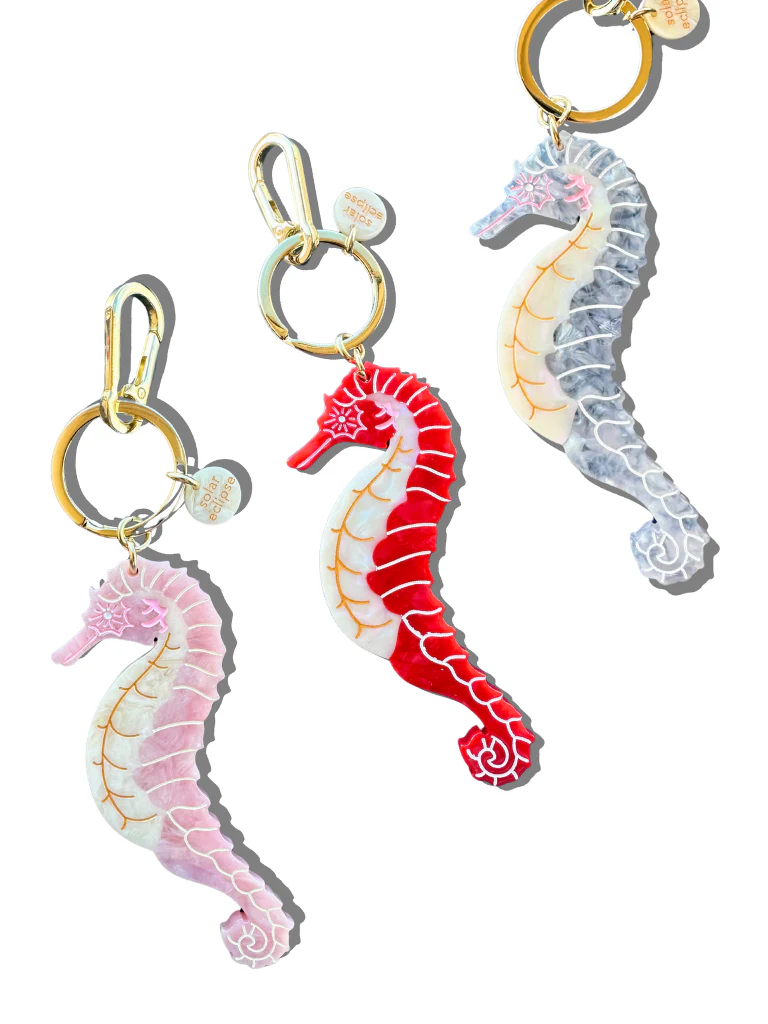 Hand-painted Seahorse Bag Charm + Keychain | Eco-Friendly