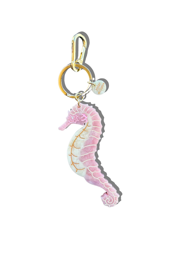 Hand-painted Seahorse Bag Charm + Keychain | Eco-Friendly - Image 3