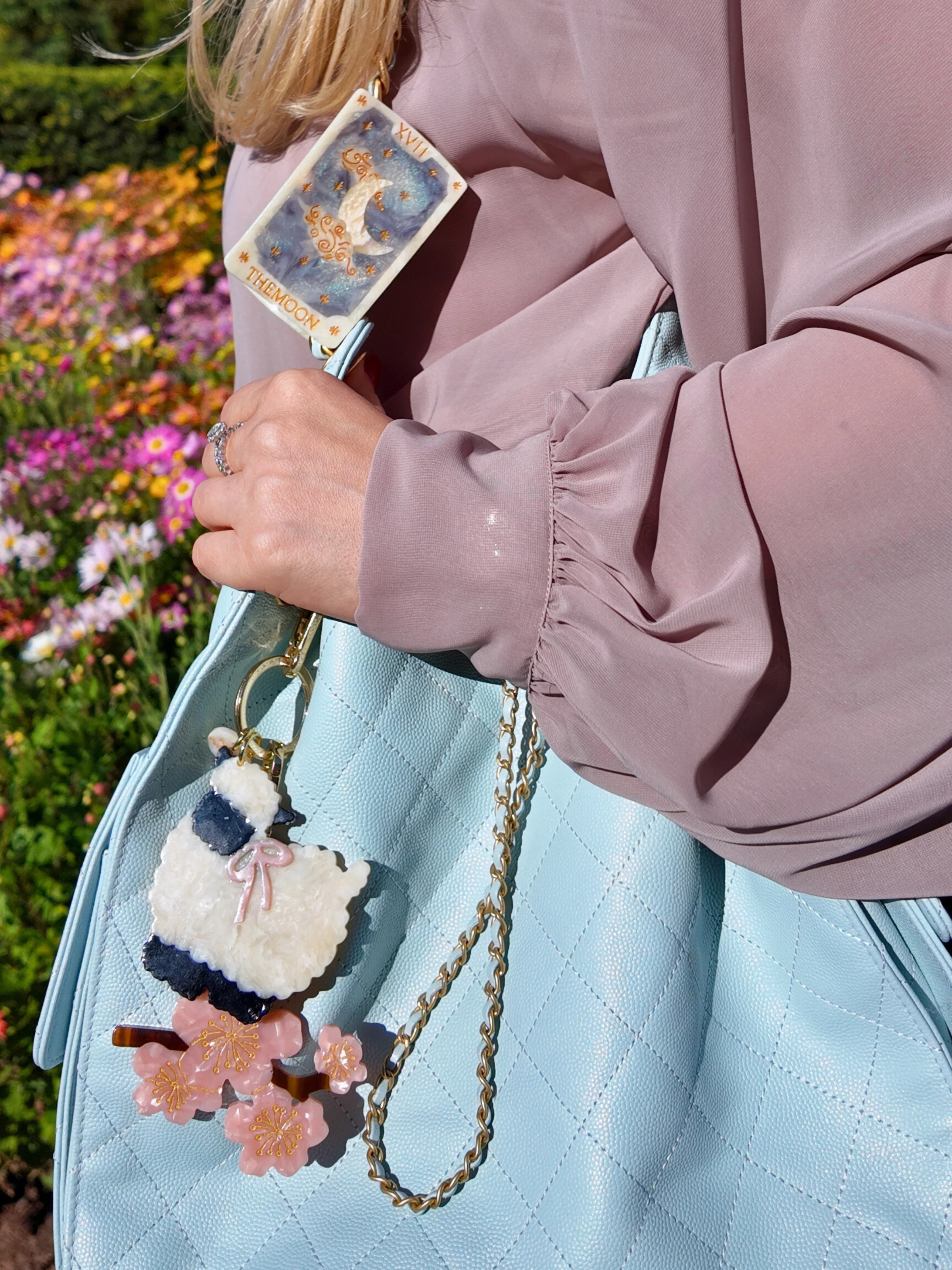 Hand-painted Sheep Bag Charm + Keychain | Eco-Friendly - Image 2