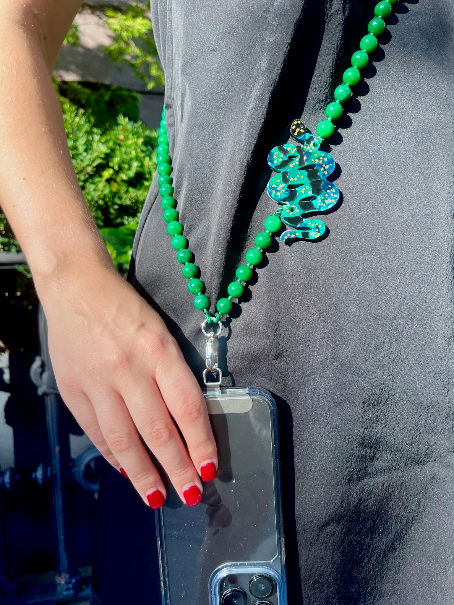 Hand-painted Snake Gemstone Crossbody Phone Chain - Image 3