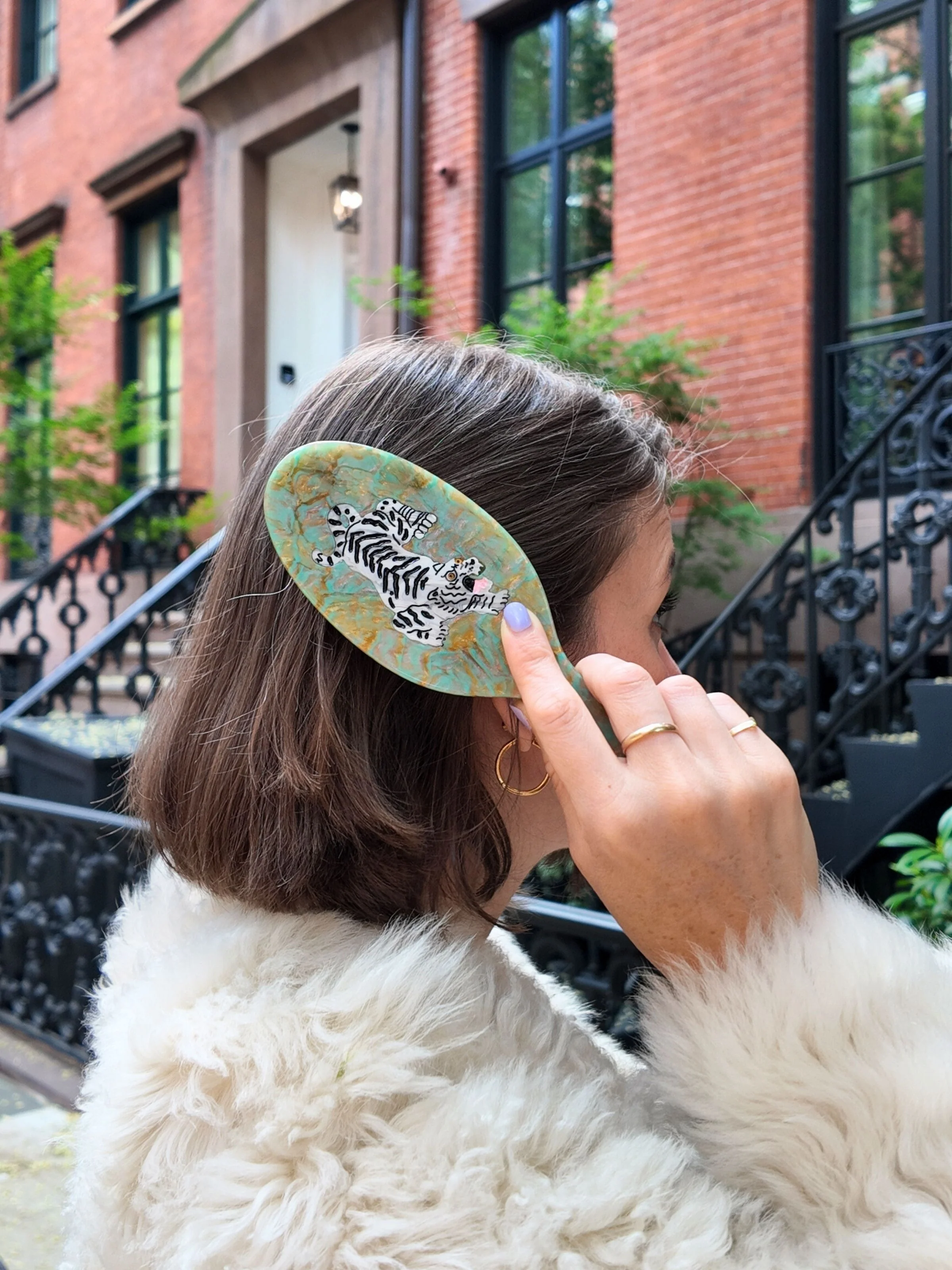 Hand-painted Tiger Amazing Hair Day Brush | Eco-Friendly - Image 4