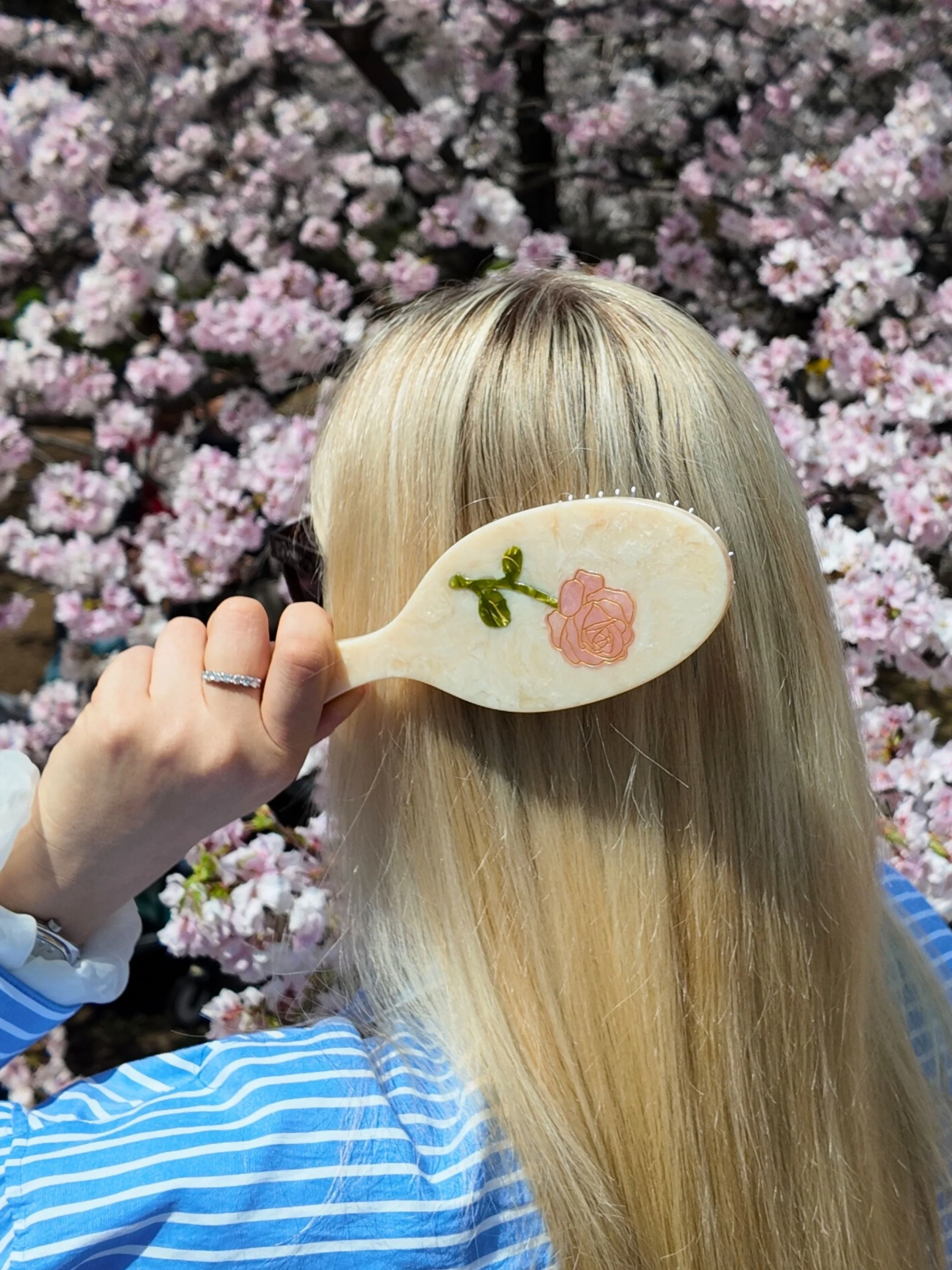 Hand-painted Spring Rose Amazing Hair Day Brush | Eco-Friendly - Image 4