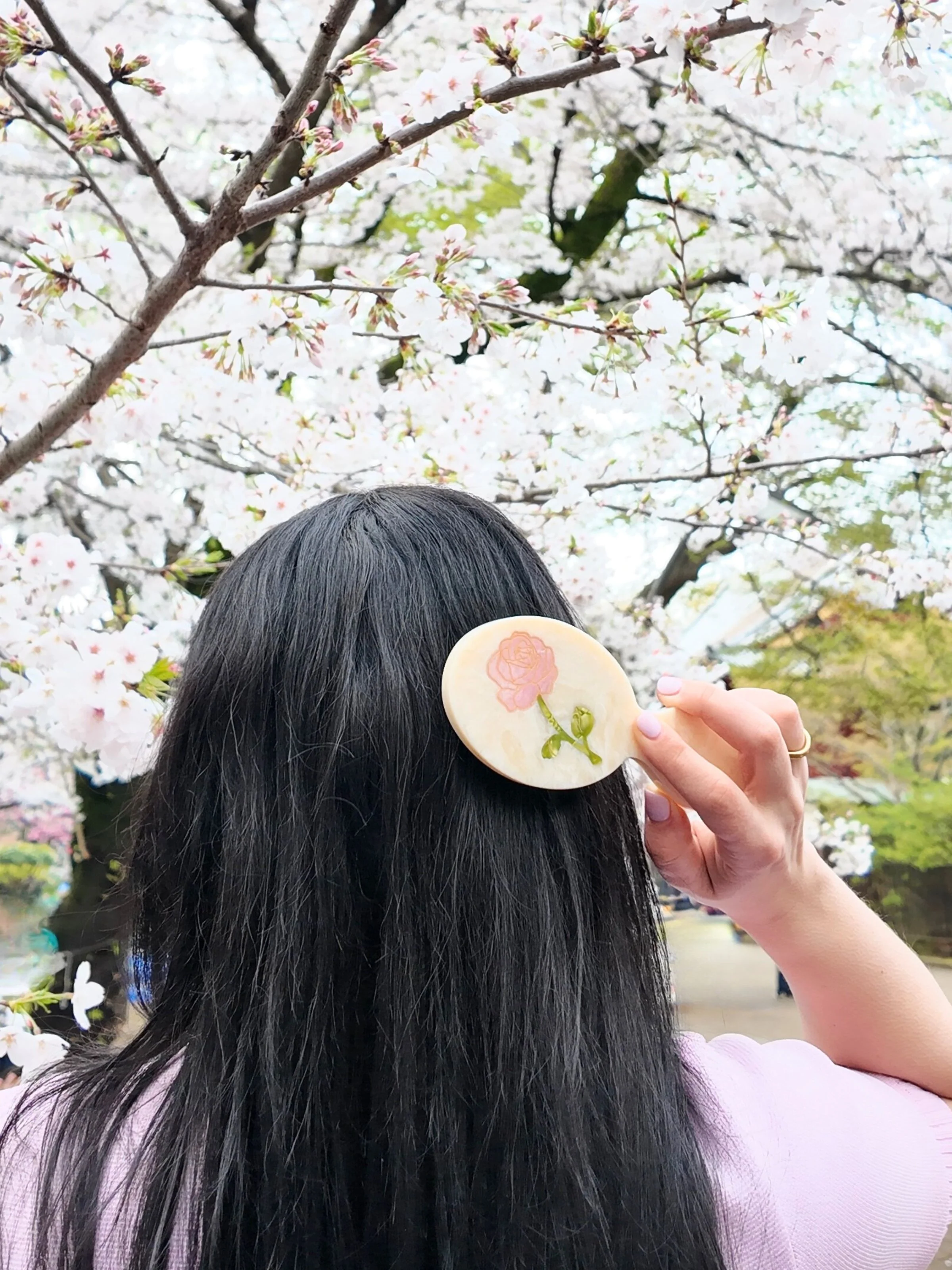 Hand-painted Spring Rose Handbag Hero Brush | Eco-Friendly - Image 2