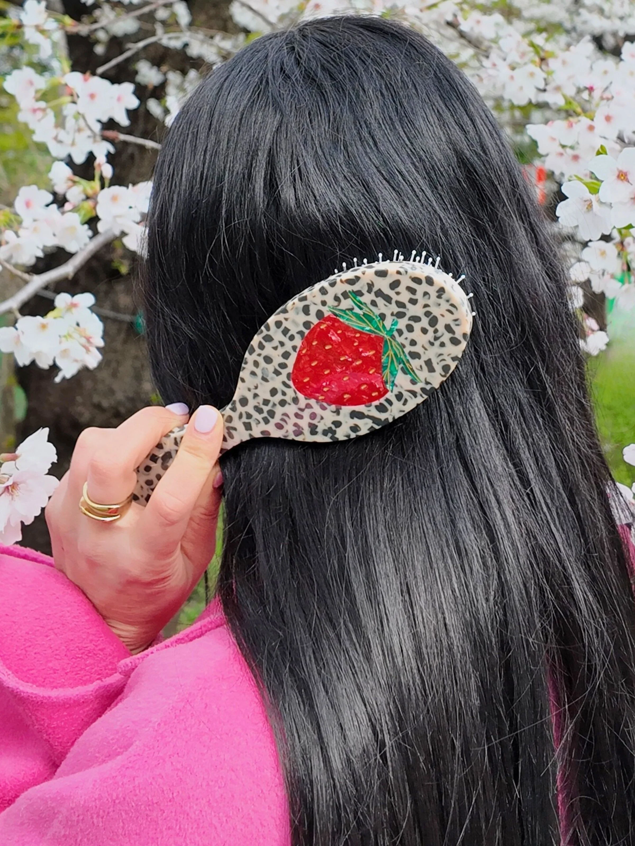 Hand-painted Strawberry Amazing Hair Day Brush | Eco-Friendly - Image 5